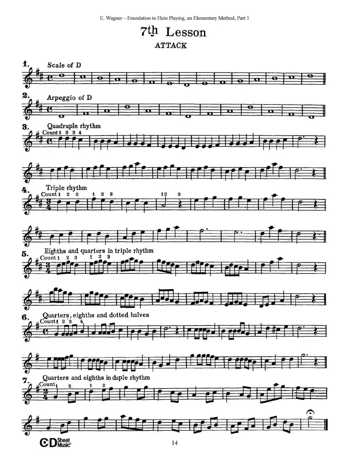 长笛演奏基础教程练习（1—10）