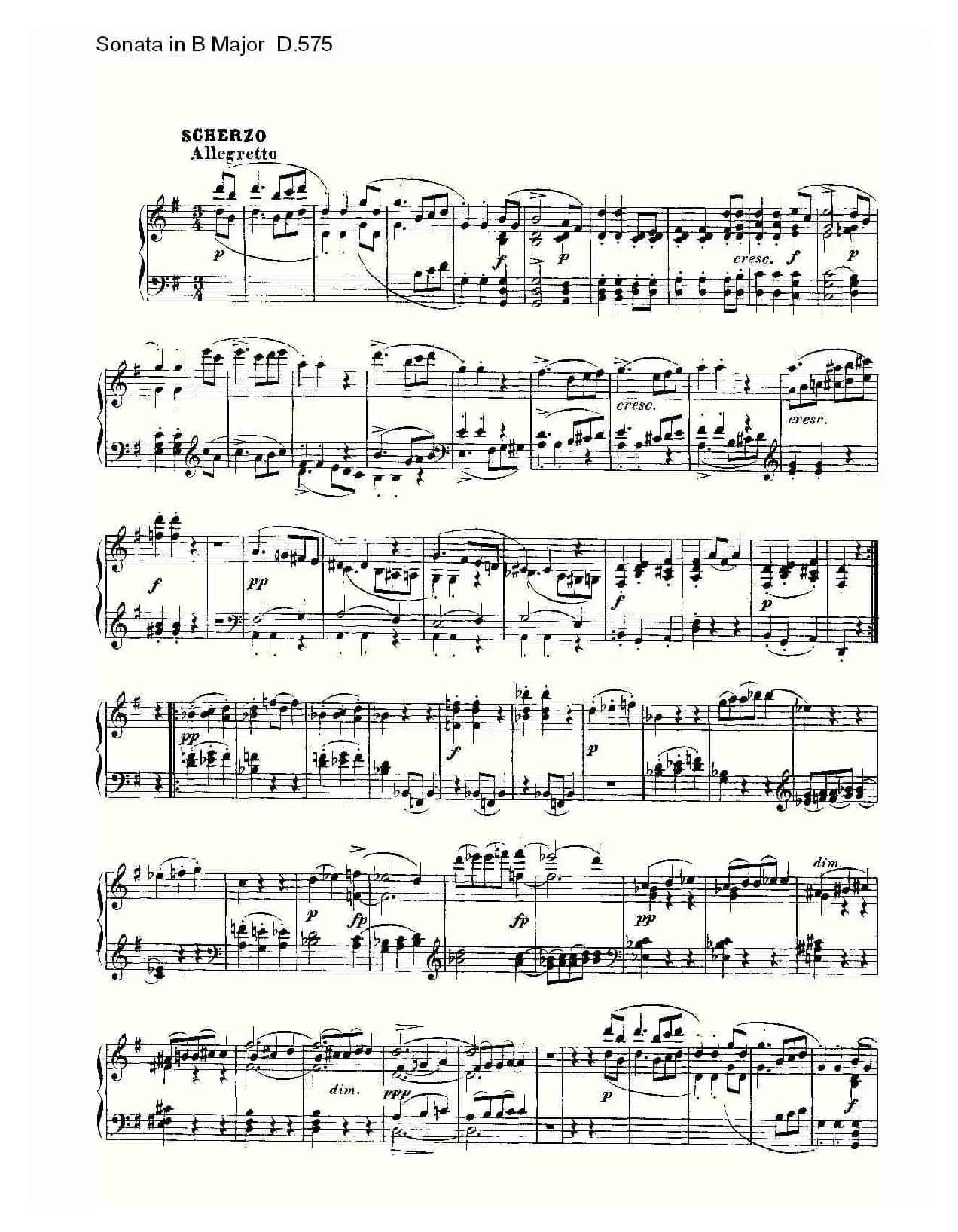 Sonata in B Major D.575（B大调奏鸣曲 D.575）