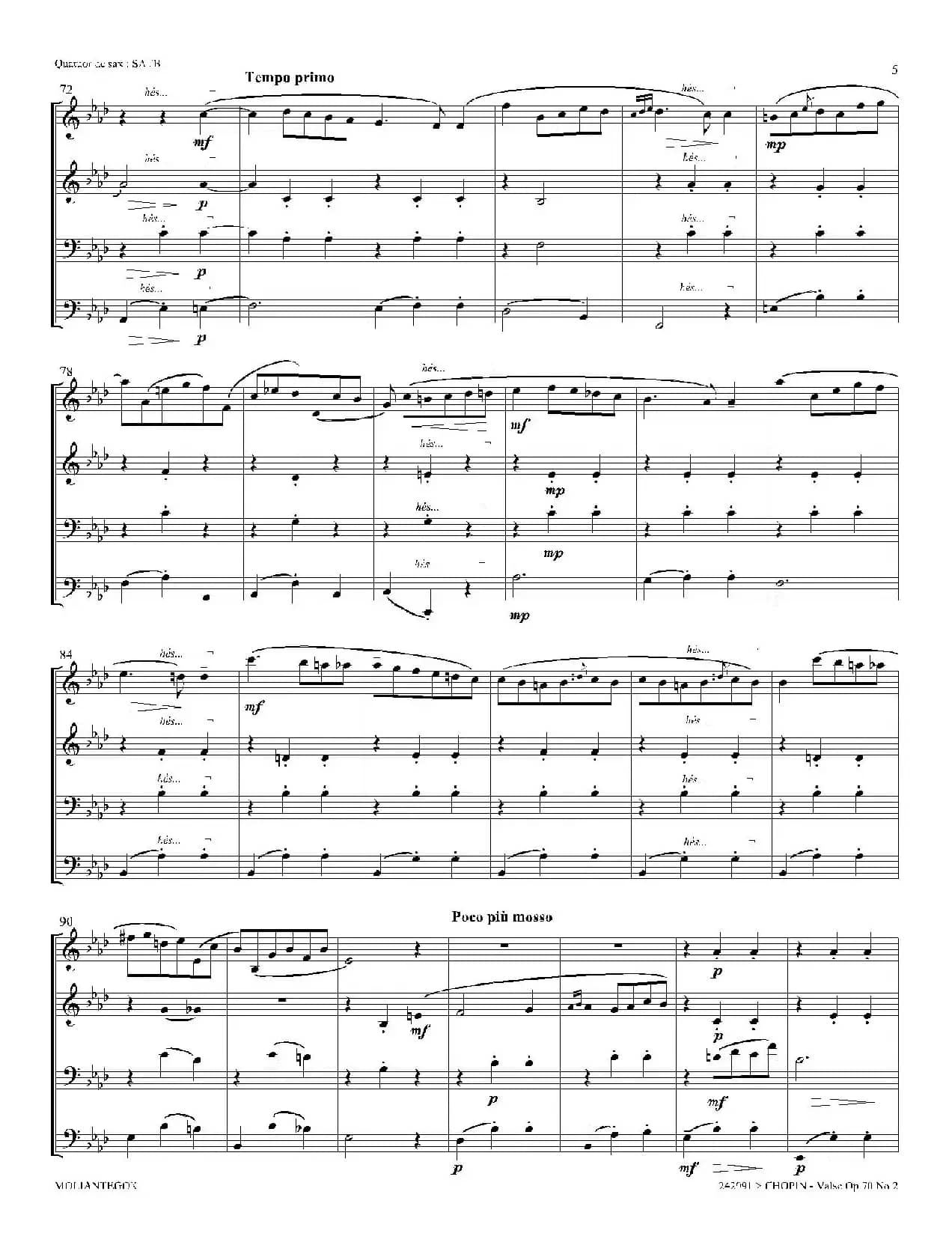 f小调圆舞曲 Op.70 No.2（四重奏总谱）