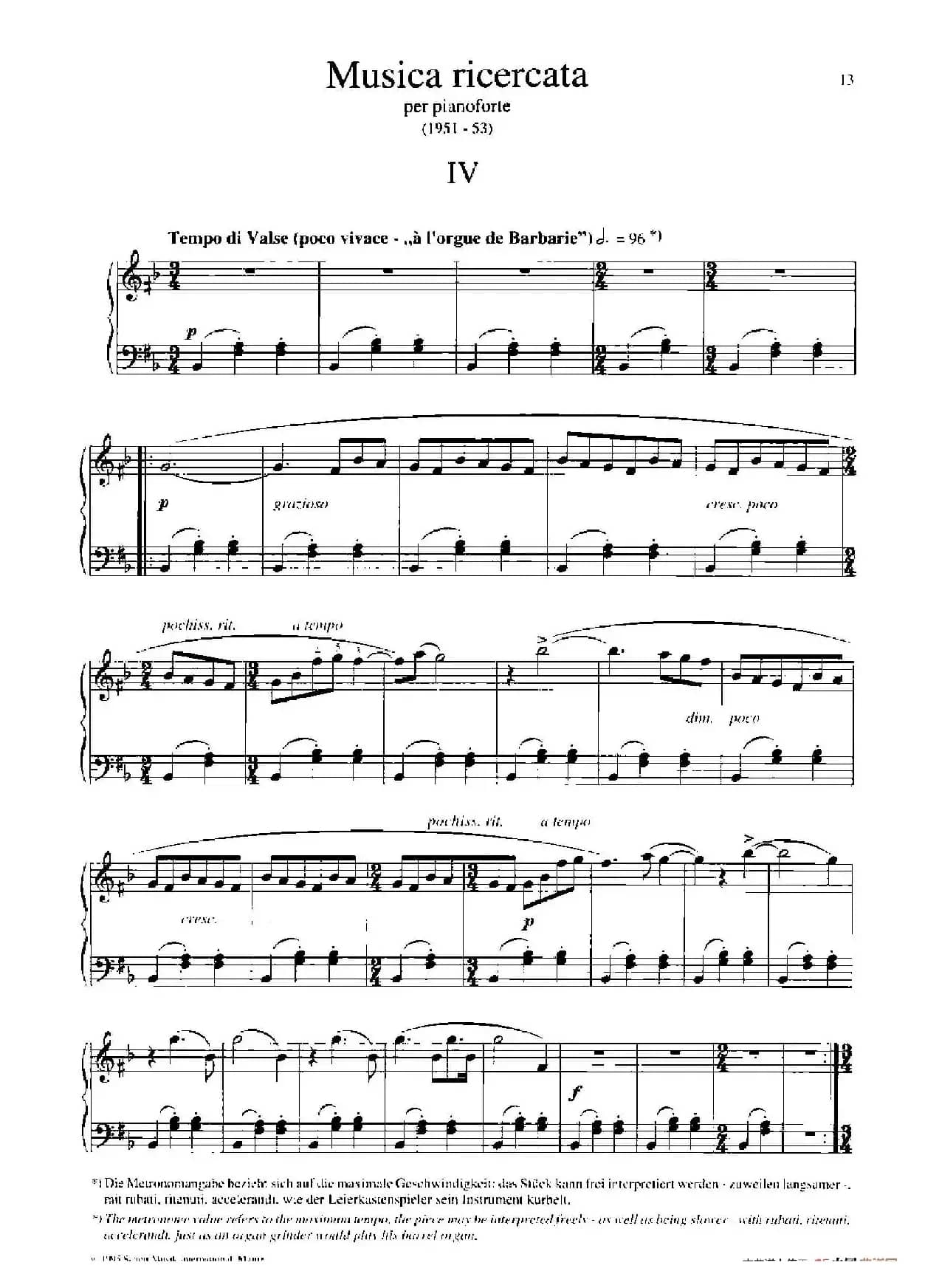 Musica Ricercata（音乐习作·4）