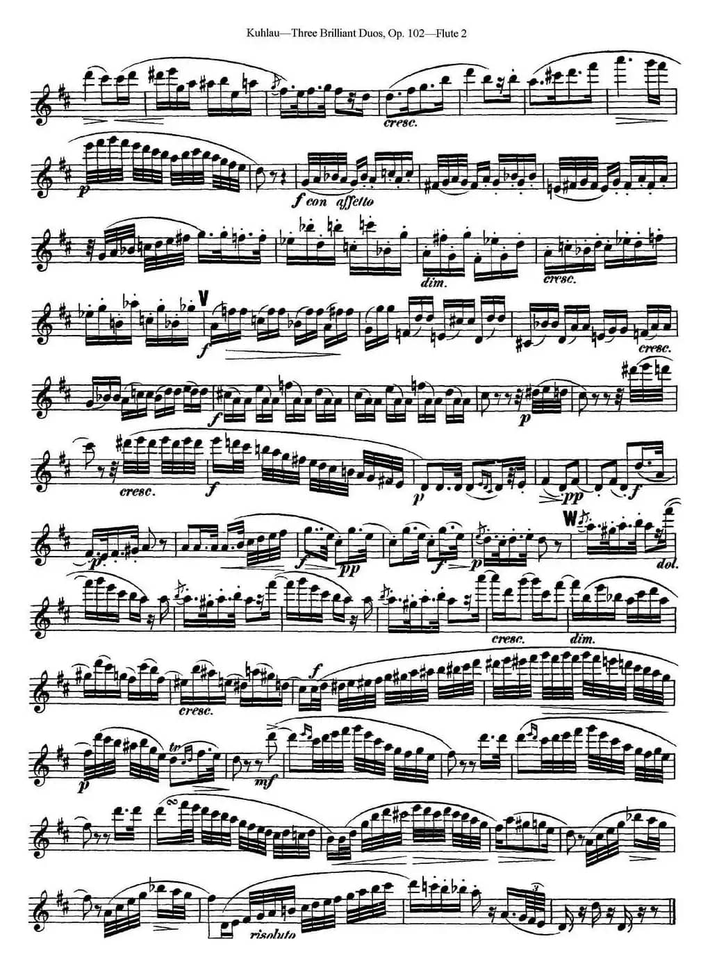 库劳长笛二重奏练习三段OP.102——Flute 2（NO.1）