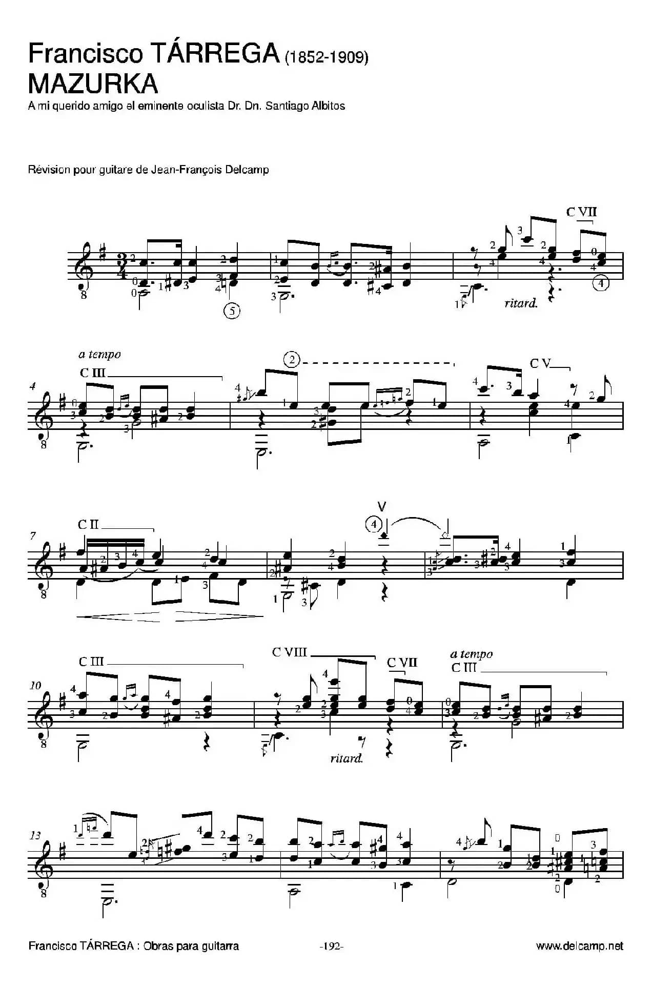 《塔雷加作品全集》第11部分（古典吉他）