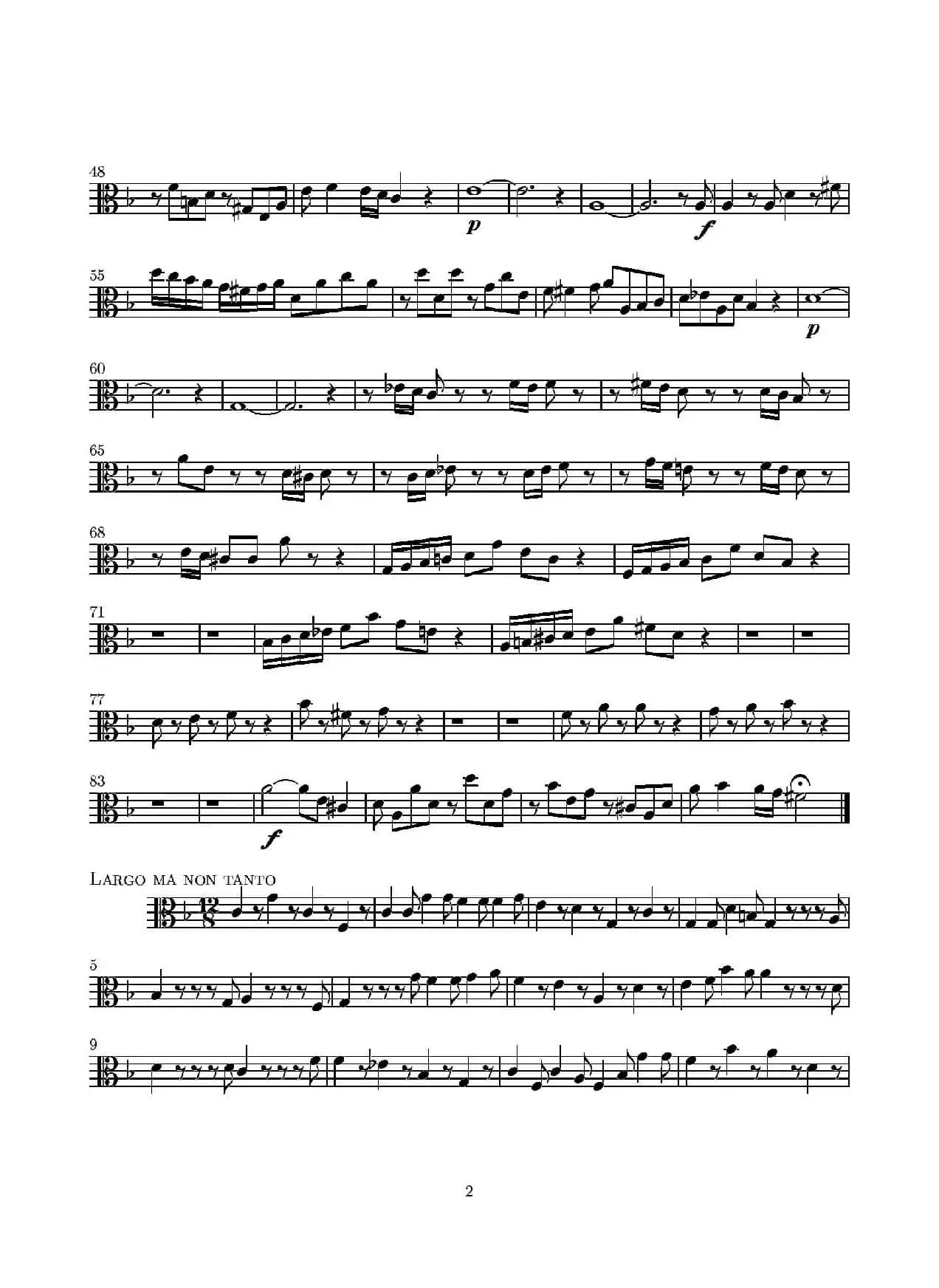 D小调无伴奏协奏曲（中提琴分谱）