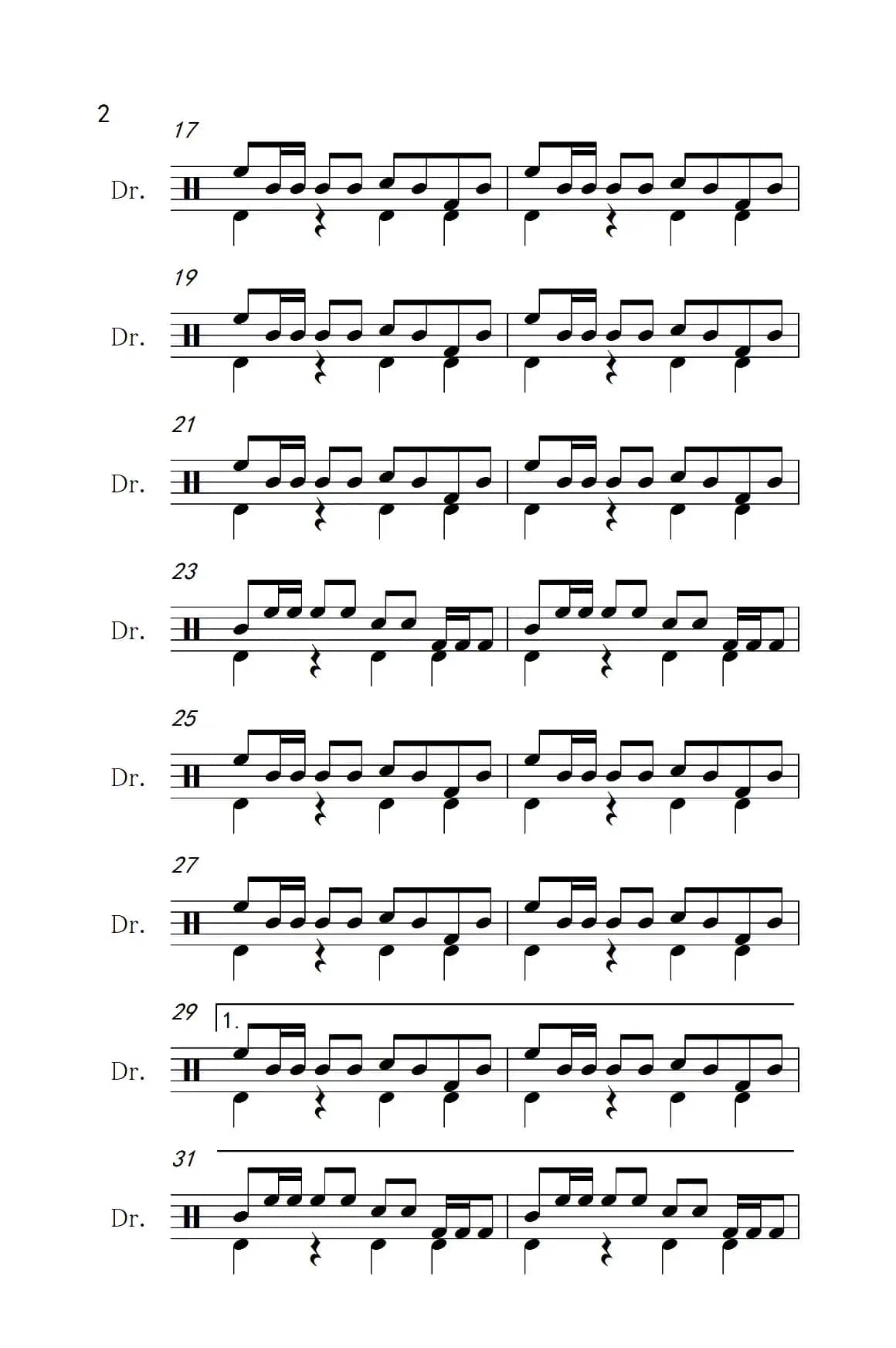 甜蜜蜜（架子鼓谱）