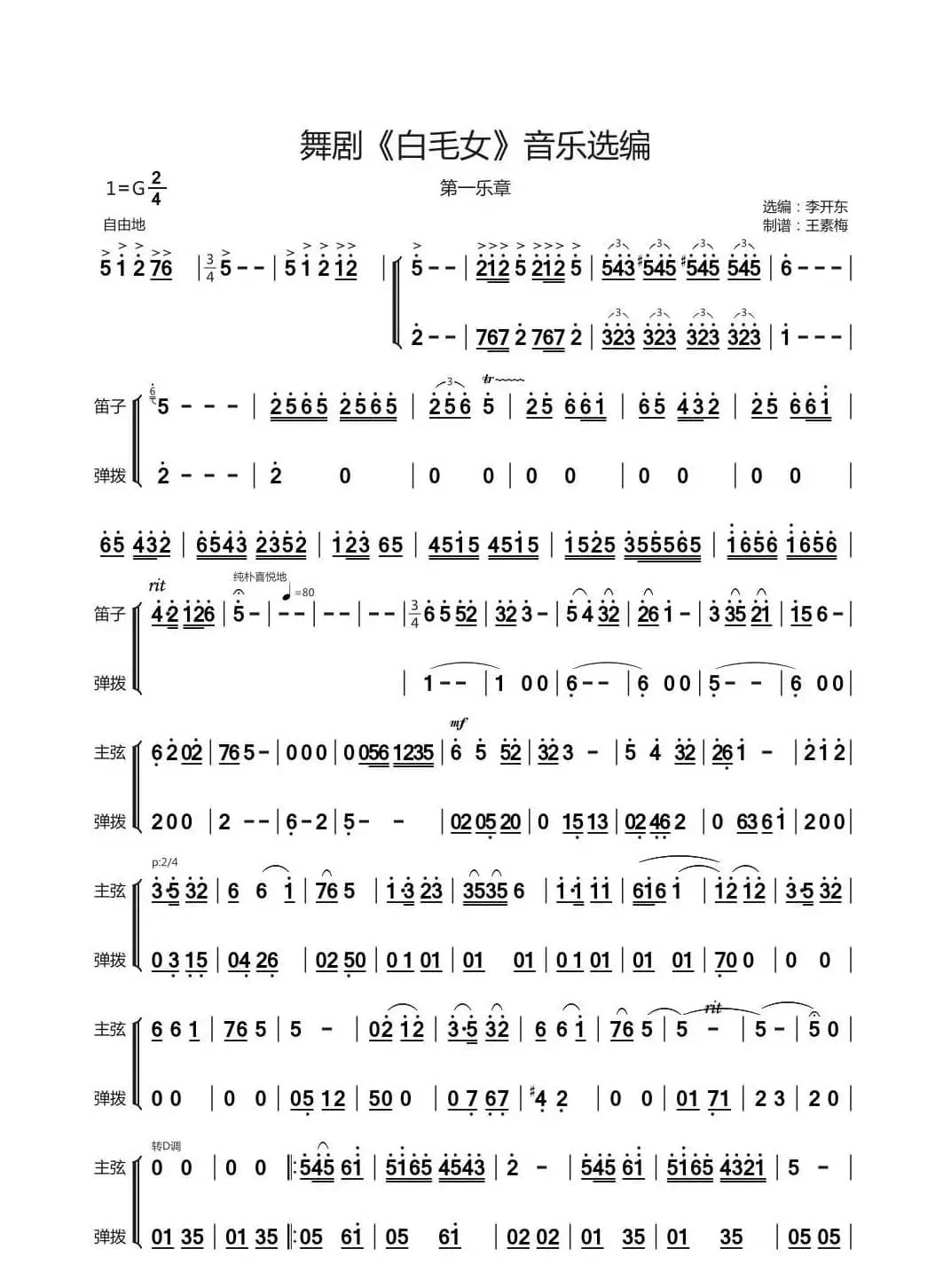 舞剧《白毛女》音乐选编（第一乐章）