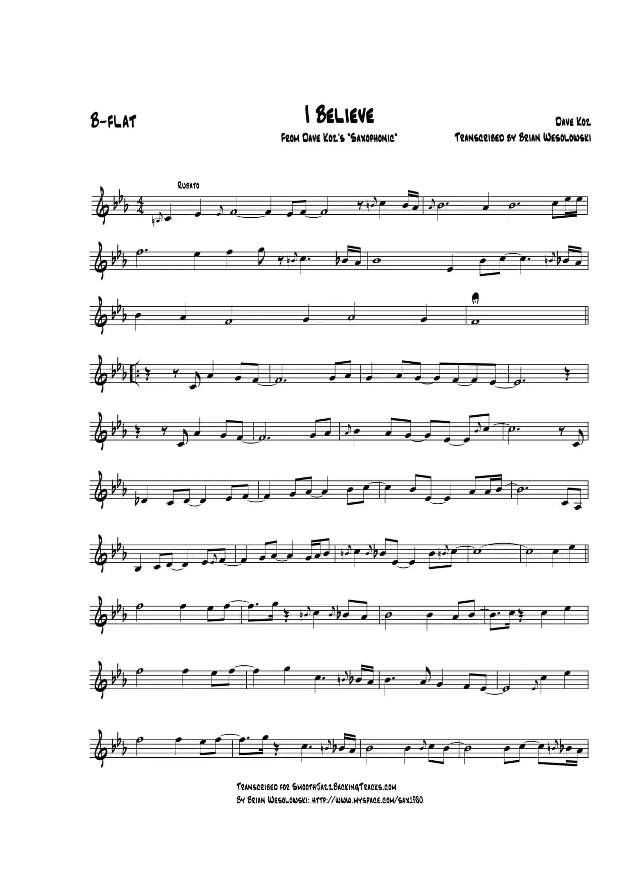 I Believe（次中音萨克斯）