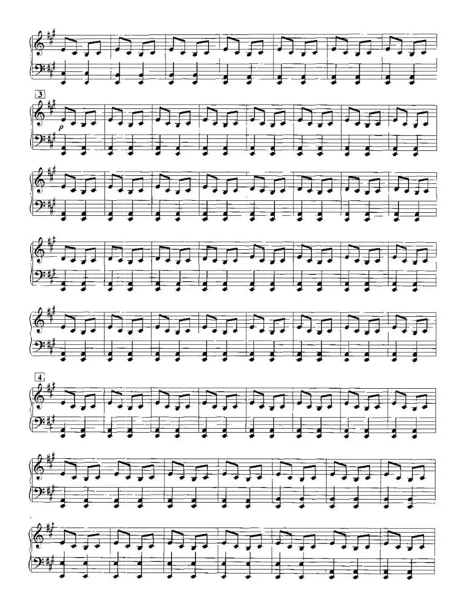 打虎上山（电子琴重奏曲—第三声部分谱）