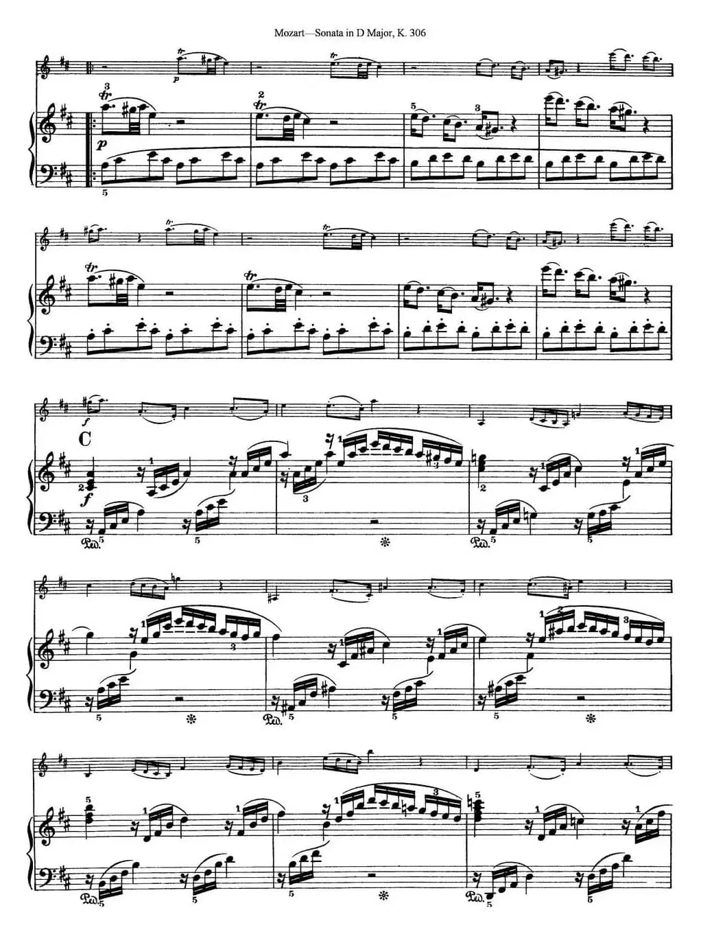 Violin Sonata in D Major K.306（小提琴+钢琴伴奏）