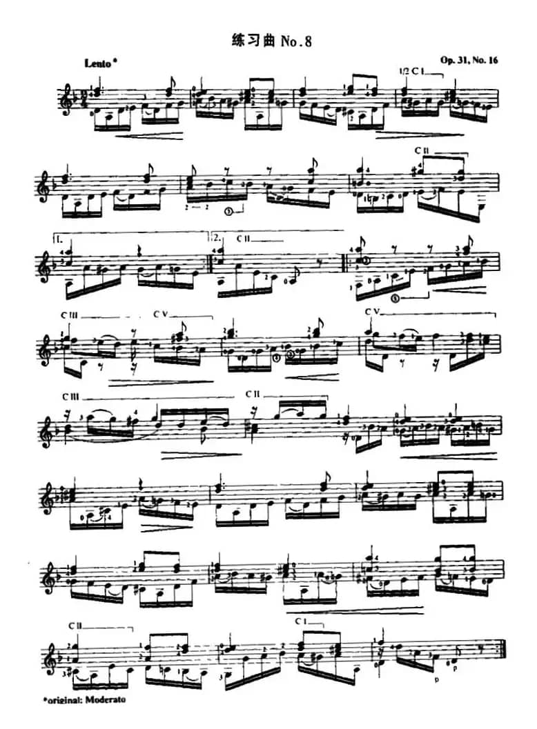 费尔南多·索尔 古典吉他练习曲 No.8（Op.31 No.16）