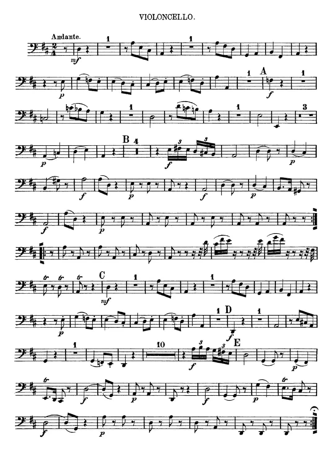 Mozart《Quartet No.9 in A Major,K.169》（Cello分谱）