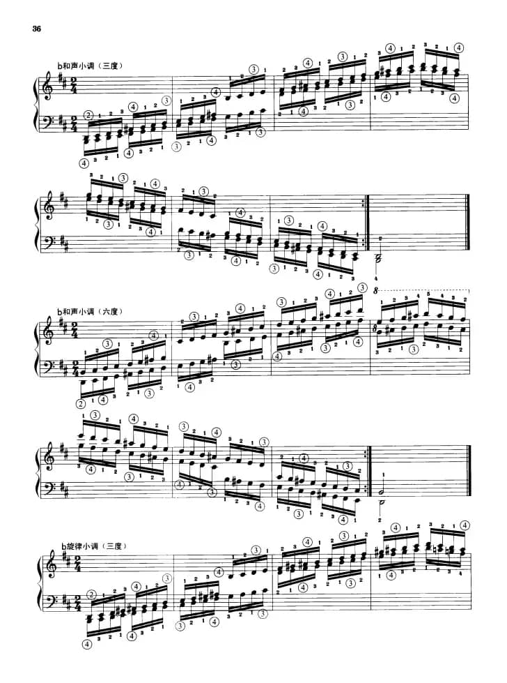 钢琴音阶练习：三度、六度同向四个八度