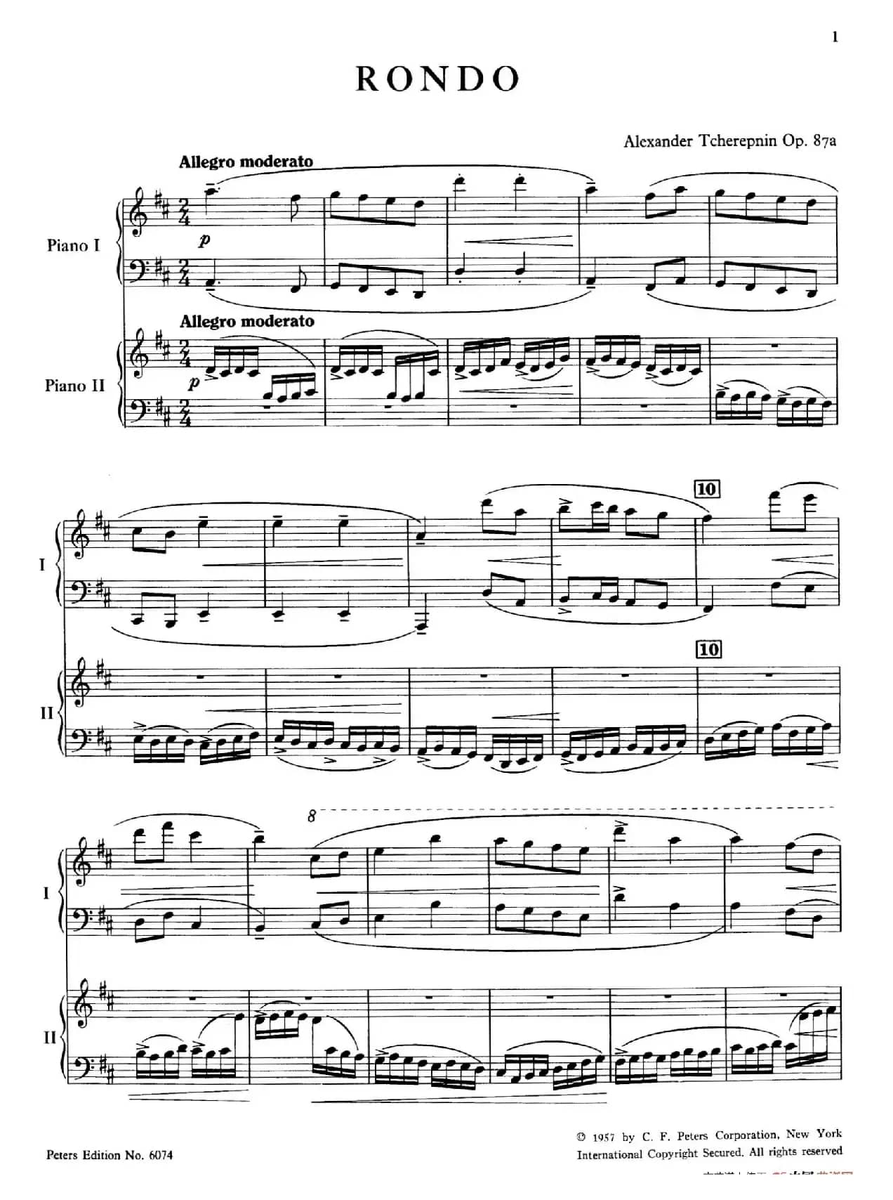 Rondo in D Major Op.87a（D大调回旋曲·双钢琴）