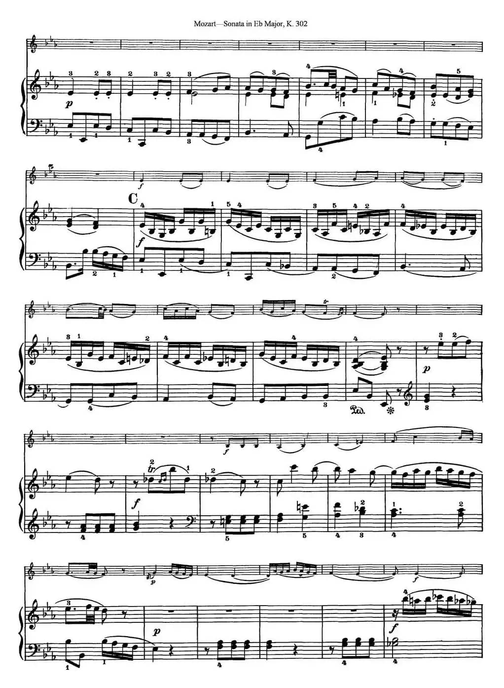 Violin Sonata in Eb Major K.302（小提琴+钢琴伴奏）
