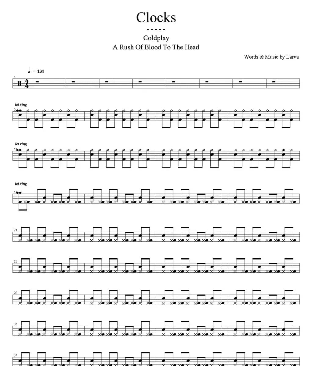 爵士鼓谱：Coldplay - Clocks