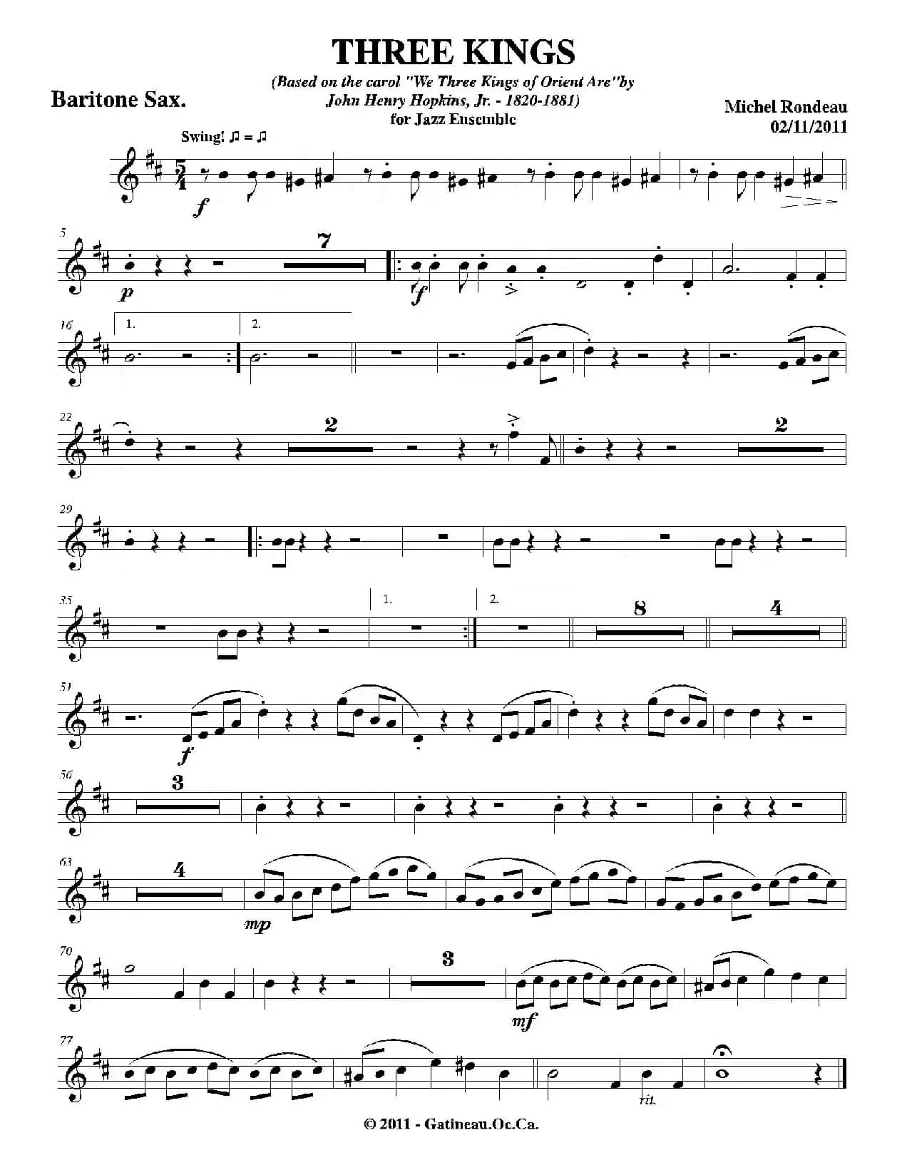 THREE KINGS（上低音萨克斯分谱）