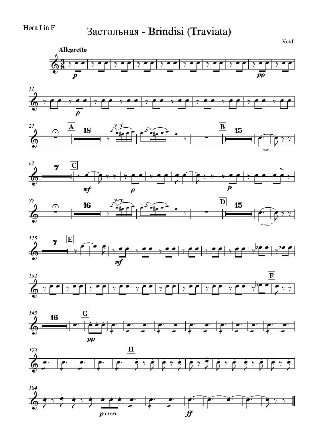 Brindisi （La Traviata）（管弦乐队分谱）