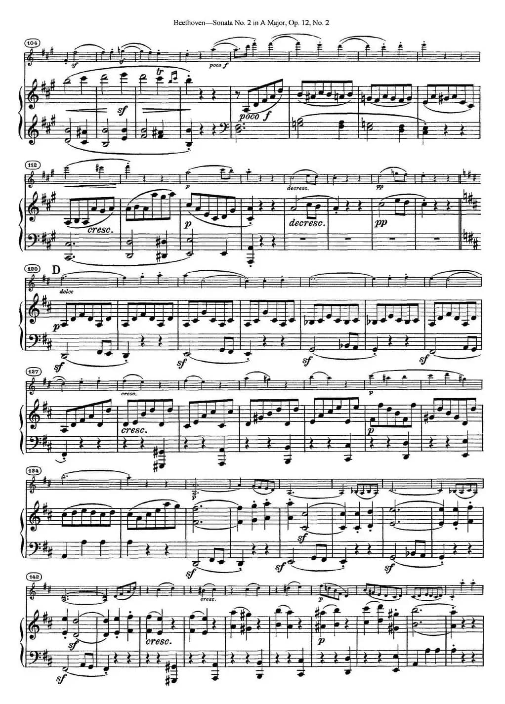 Violin Sonata No.2 in A Major Op.12 No.2（小提琴+钢琴伴奏）