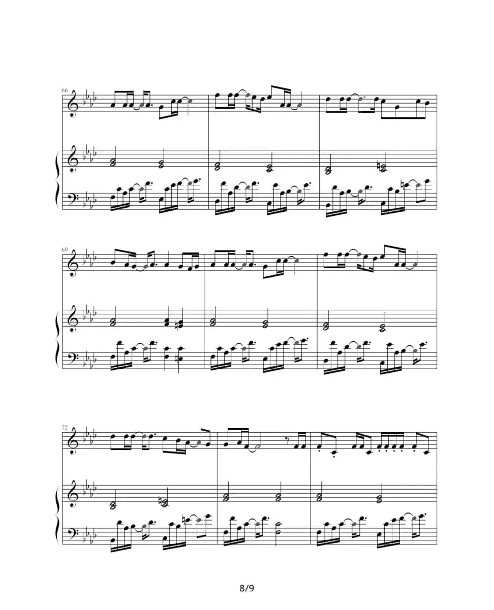 夜曲（周杰伦作曲、巴特尔编配版、钢琴伴奏谱）