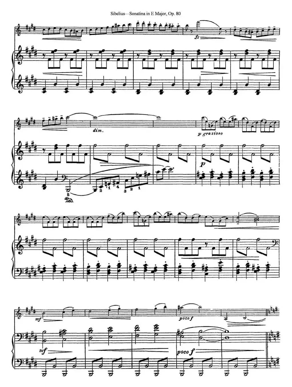 Violin Sonatina in E Major Op.80（小提琴+钢琴伴奏）