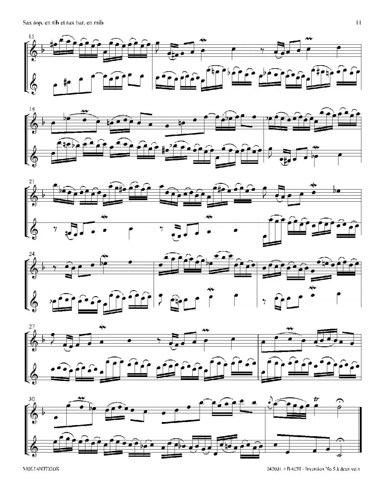 Inventions 巴赫15首创意曲（二重奏—5）