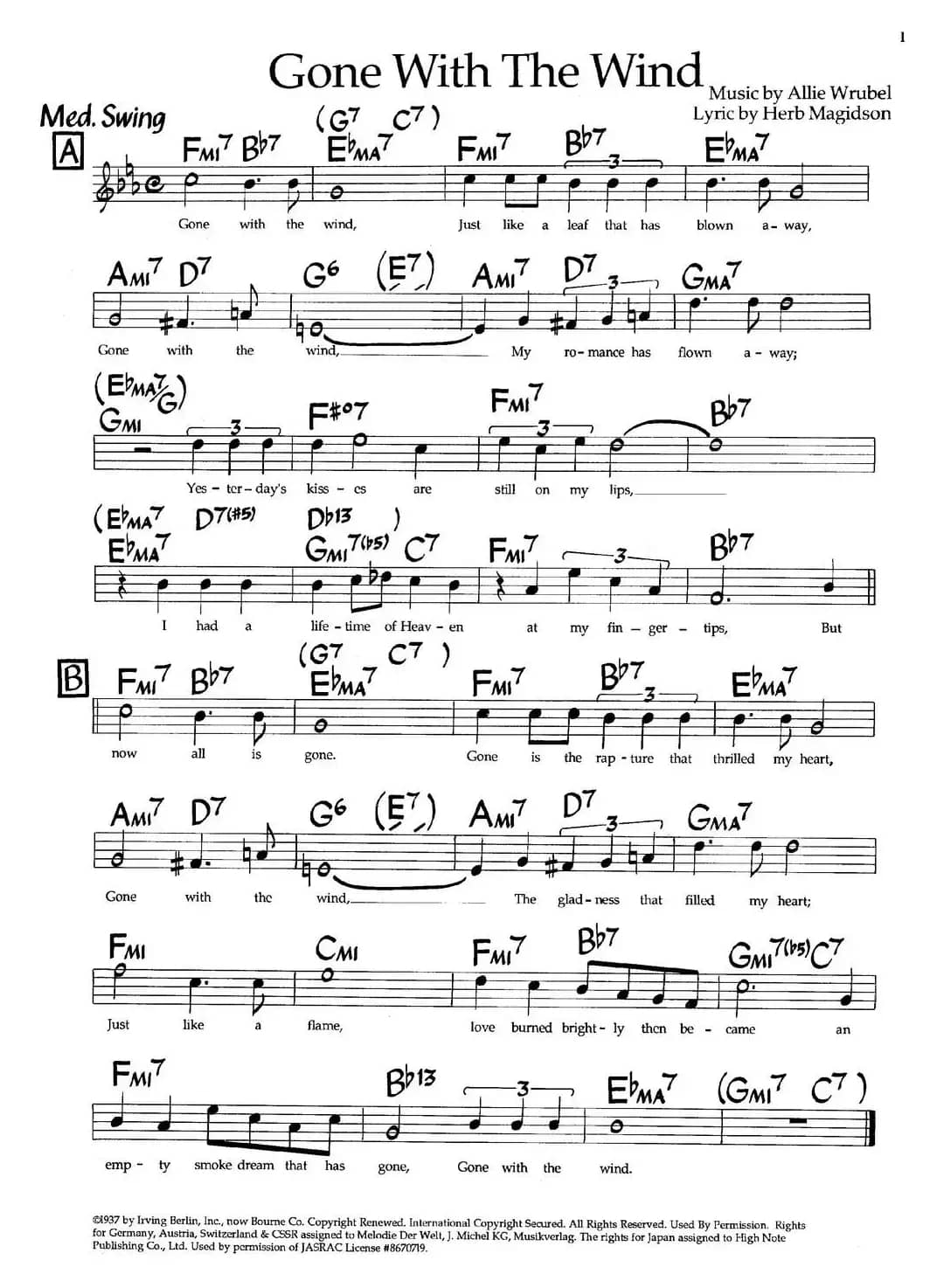 Gone With The Wind（爵士钢琴曲）