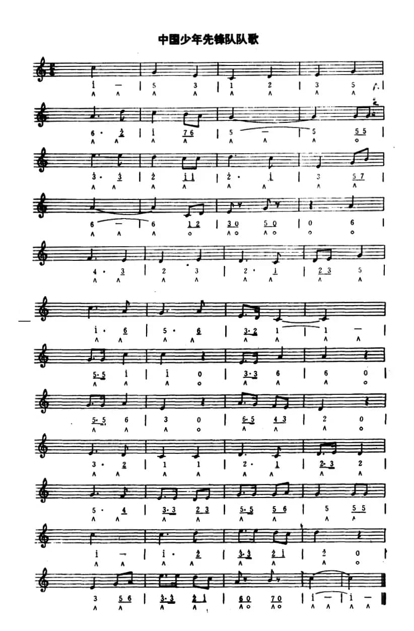中国少年先锋队队歌（线简谱混排版）