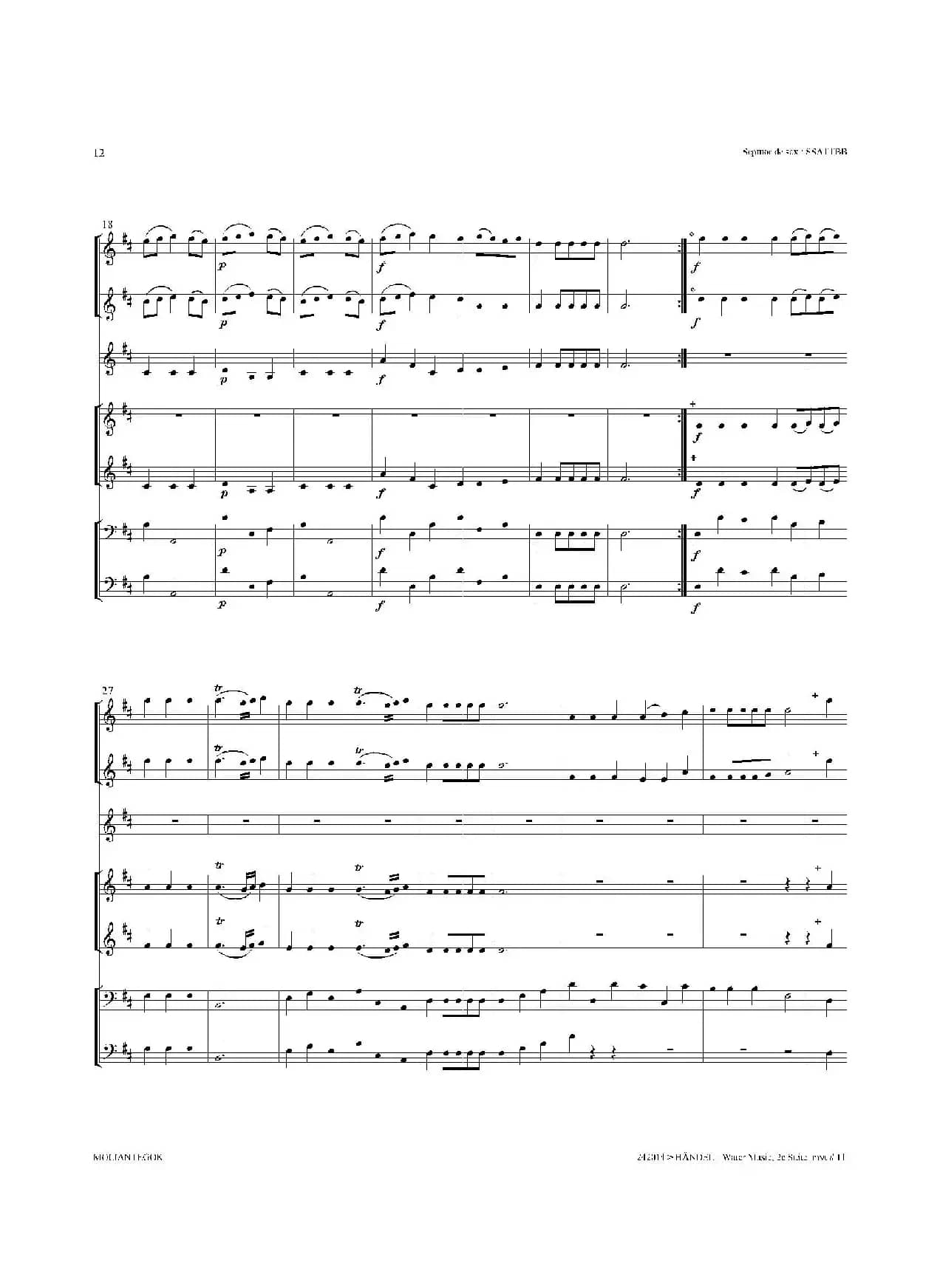 Water Music（HWV.349 No.2）（萨克斯合奏总谱）