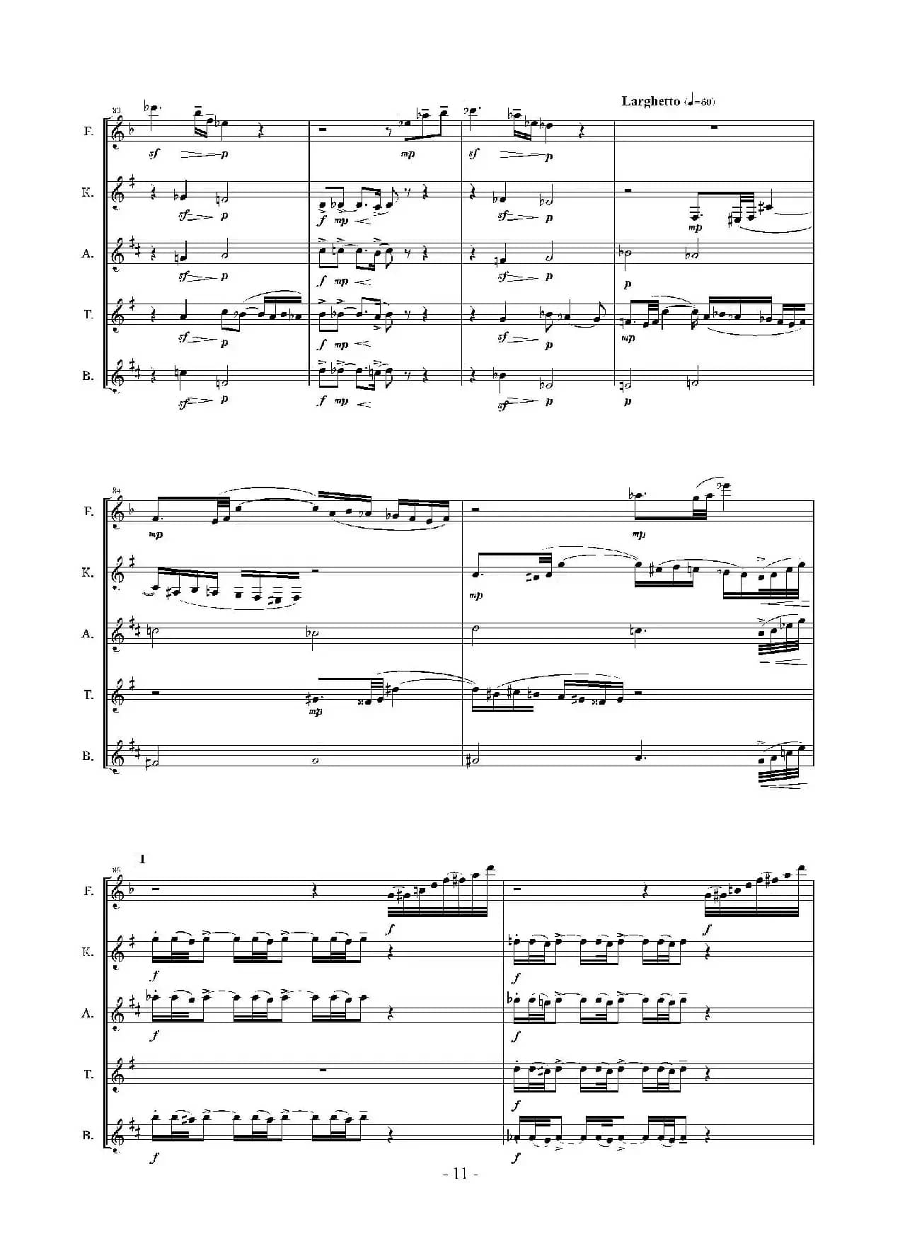 Landschaft mit Feldwege（木管五重奏、总谱）