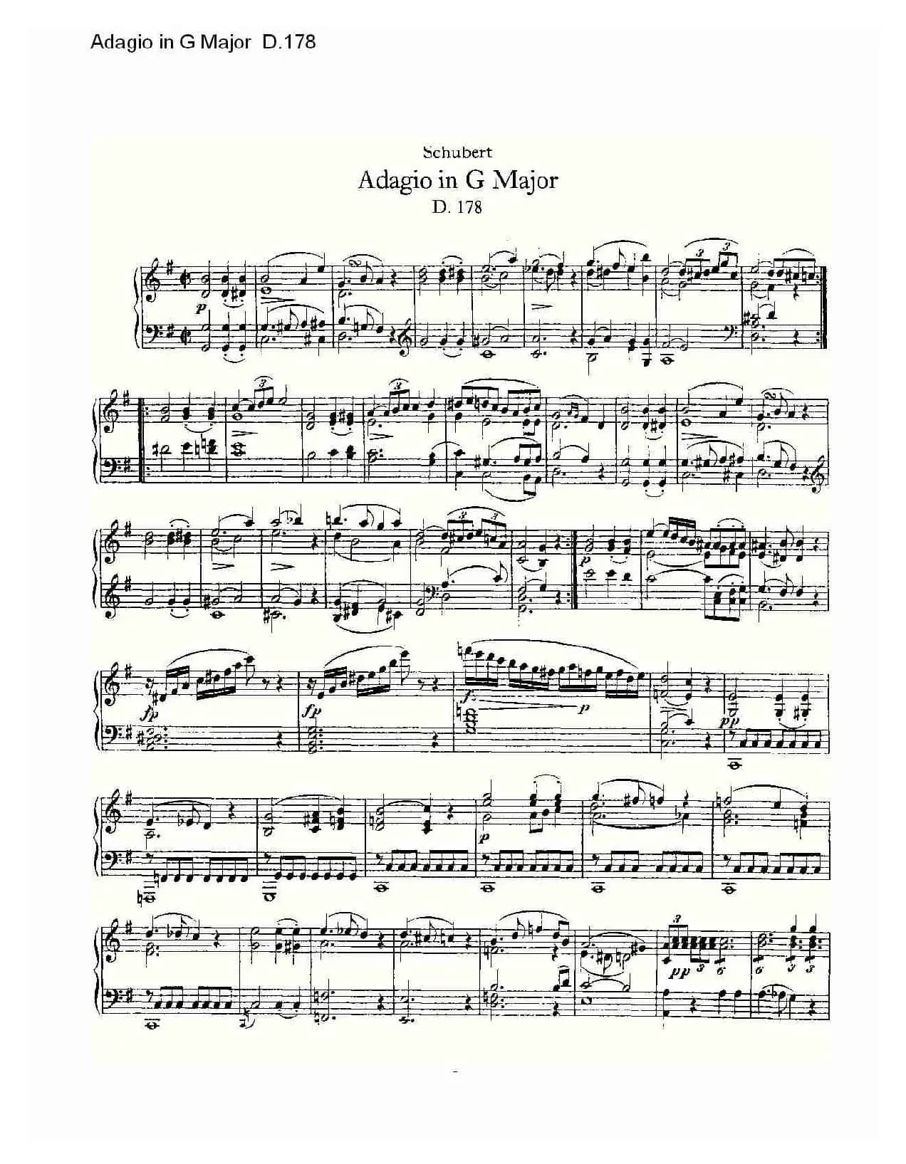 Adagio in G Major D.178O（G大调柔板D.178）