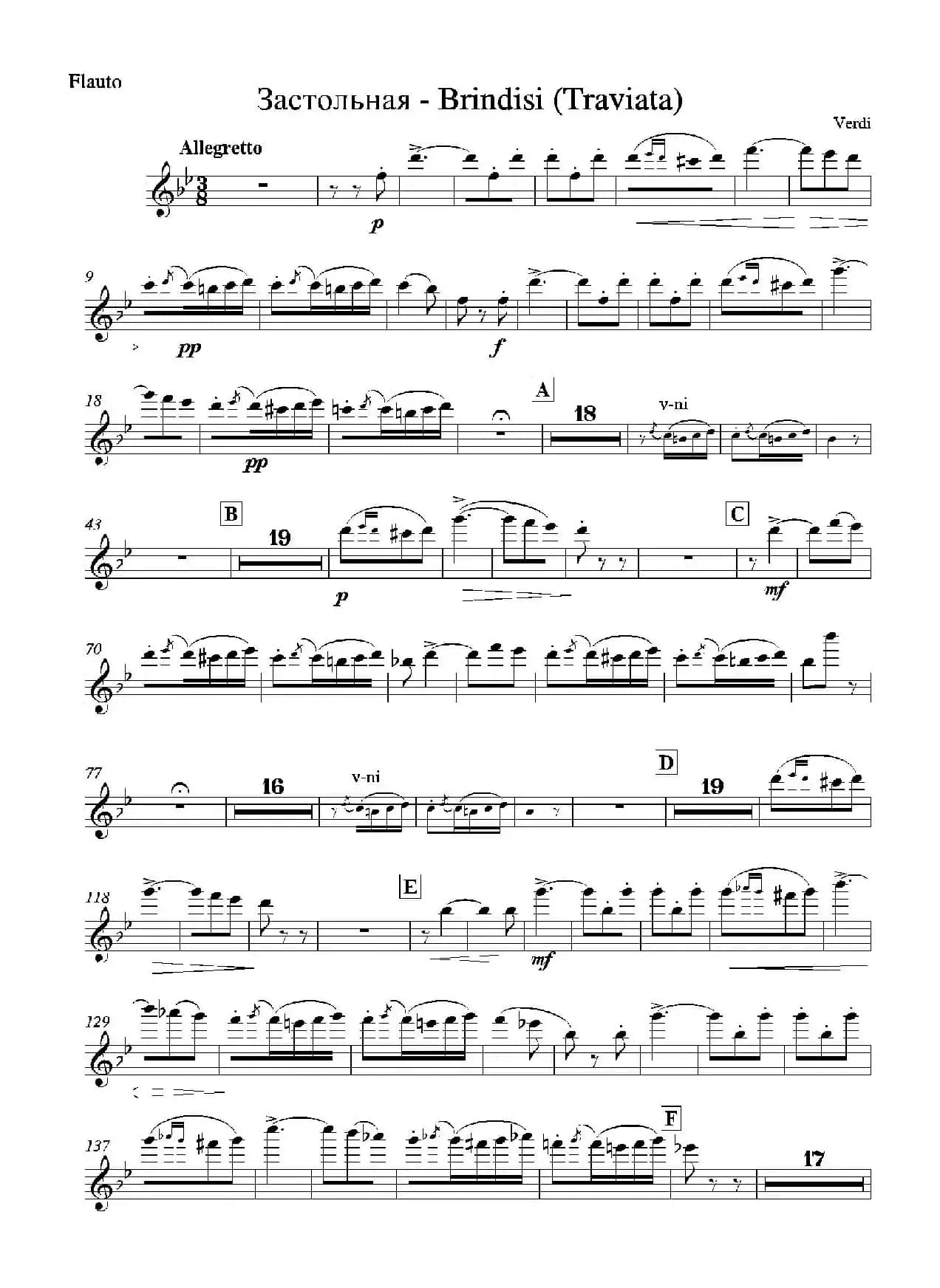 Brindisi （La Traviata）（管弦乐队分谱）