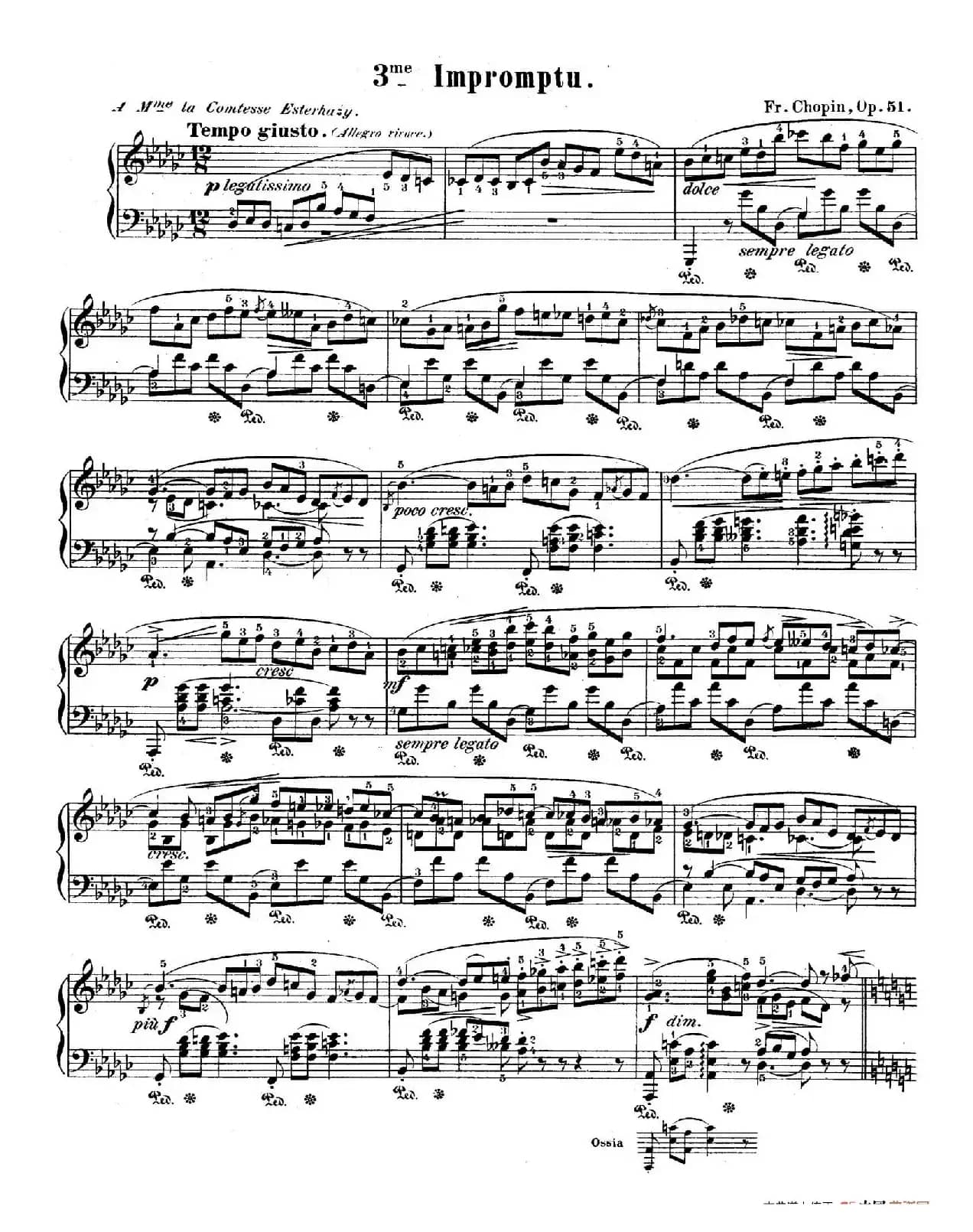 Impromptu No.3 in G-flat Major Op.51（降G大调第三即兴曲）