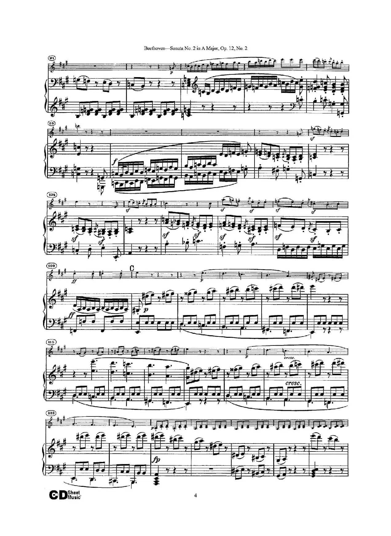 A大调第二小提琴奏鸣曲（Sonata No.2 in A Major Op.12,No.2）（小提琴+钢琴伴奏）