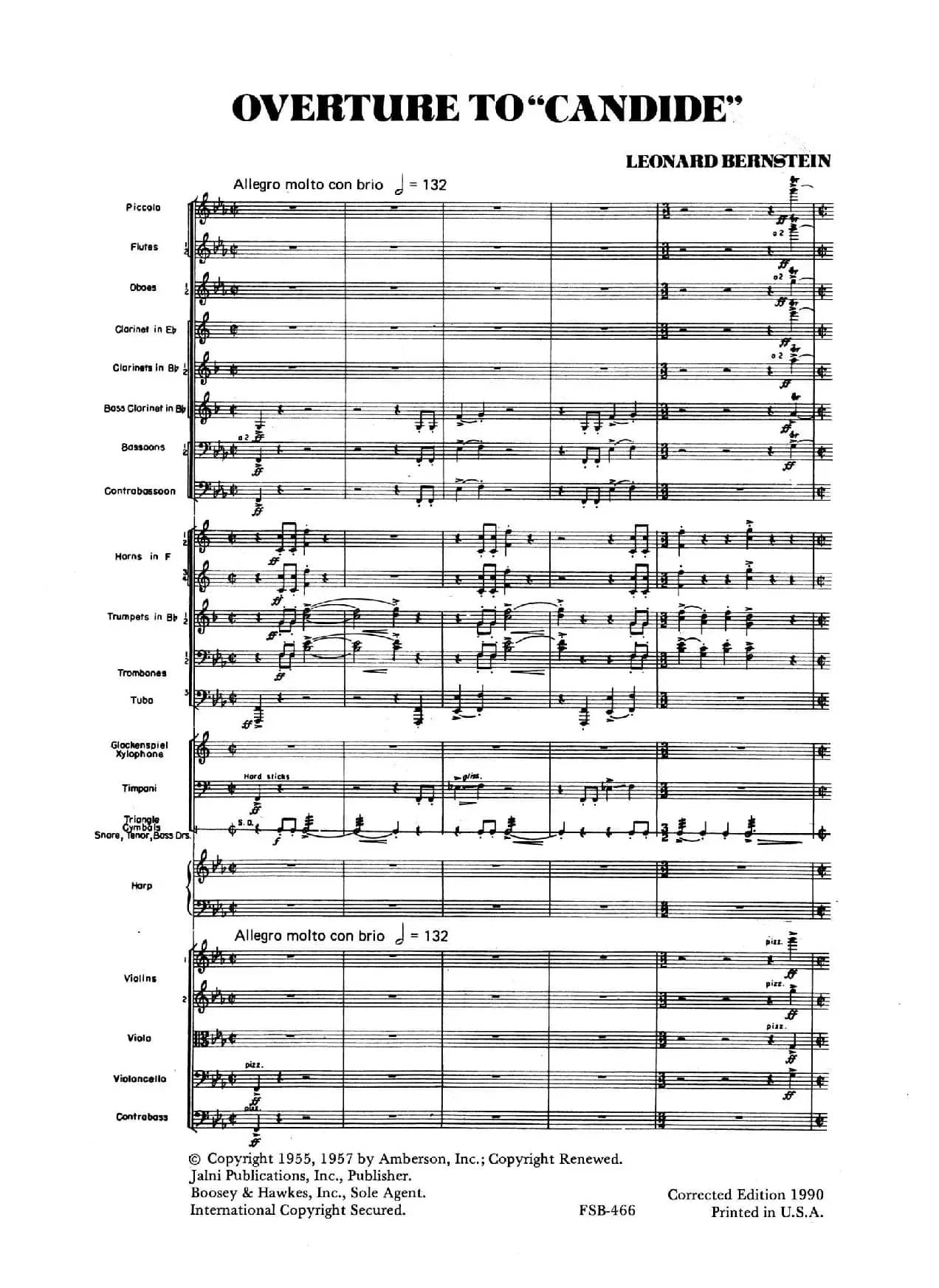 OVERTURE TO CANDIDE（《坎迪德》序曲）（交响乐总谱）