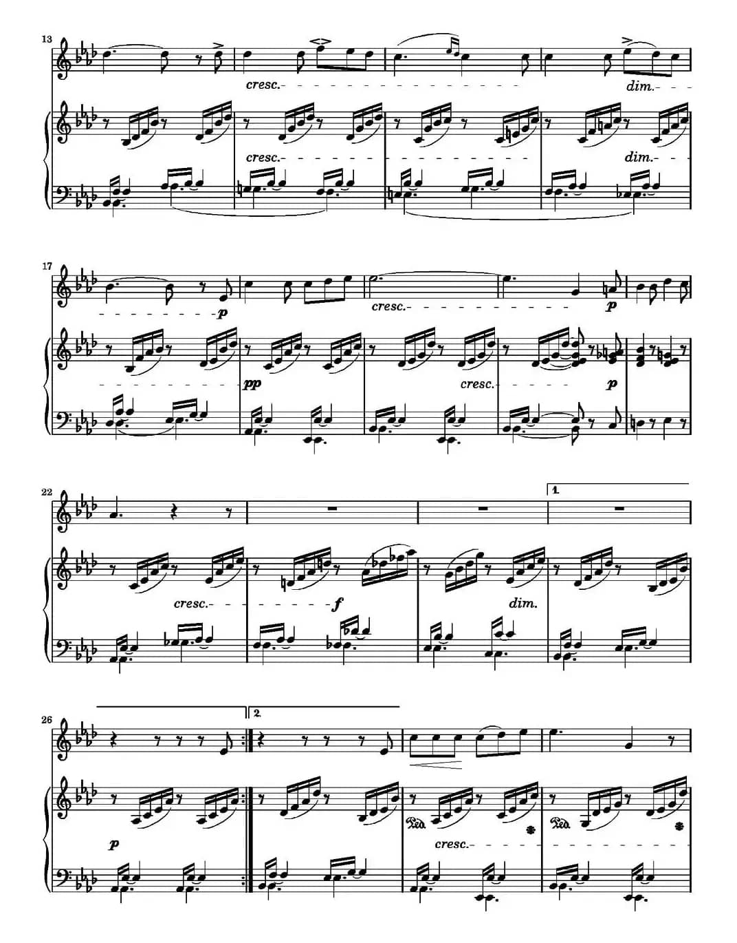 On Wings of Song（Op. 34, No. 2）