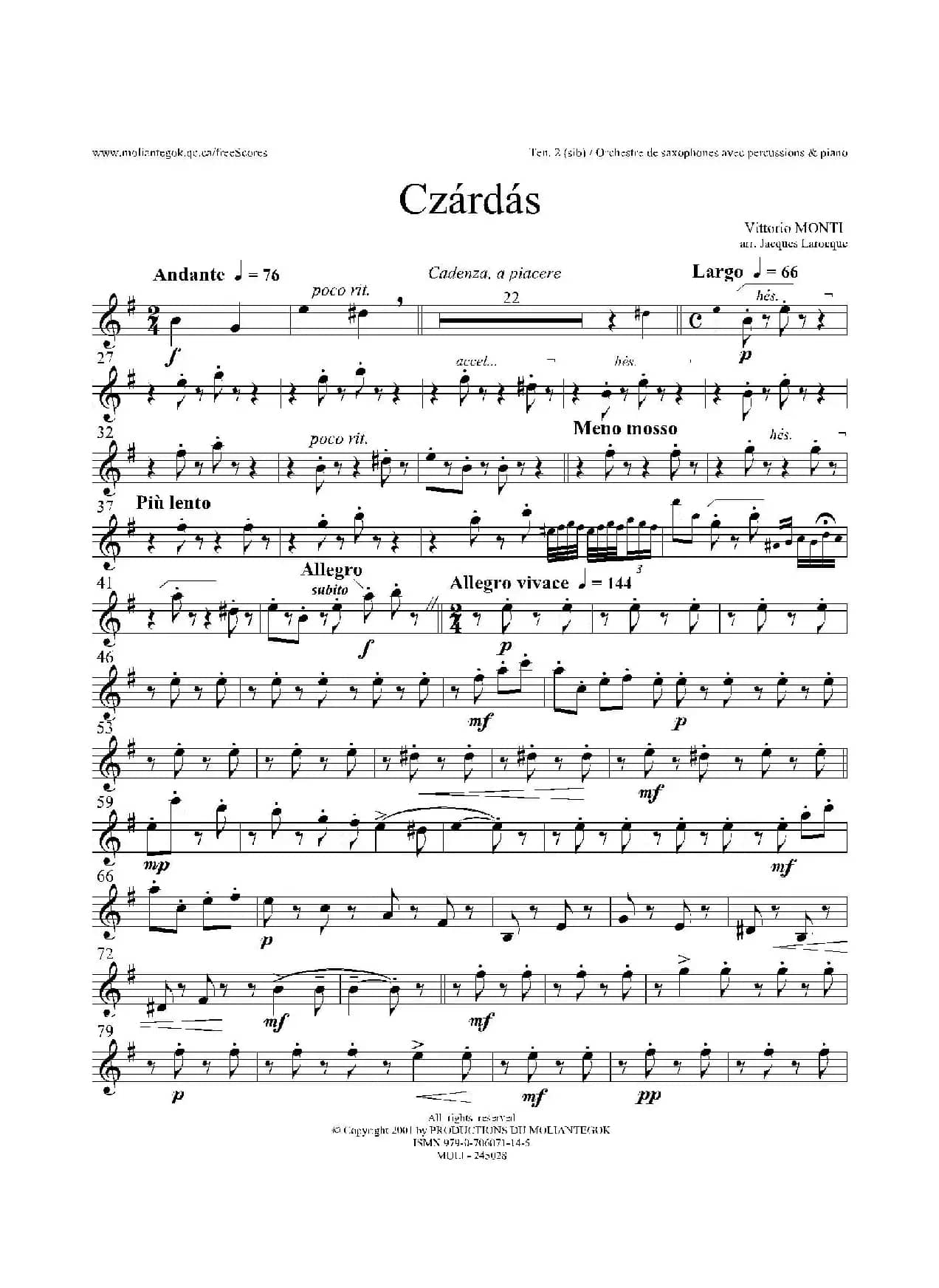 Czardas 查尔达斯（15重奏）（3支次中音萨克斯）