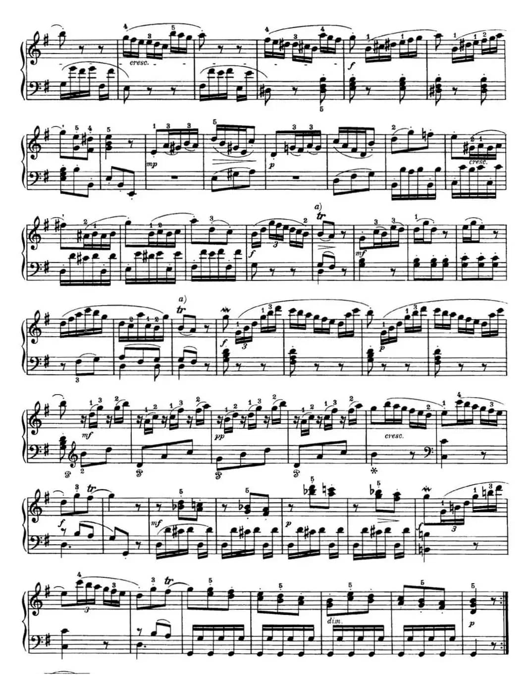 海顿 钢琴奏鸣曲 Hob XVI 6 Partita G major