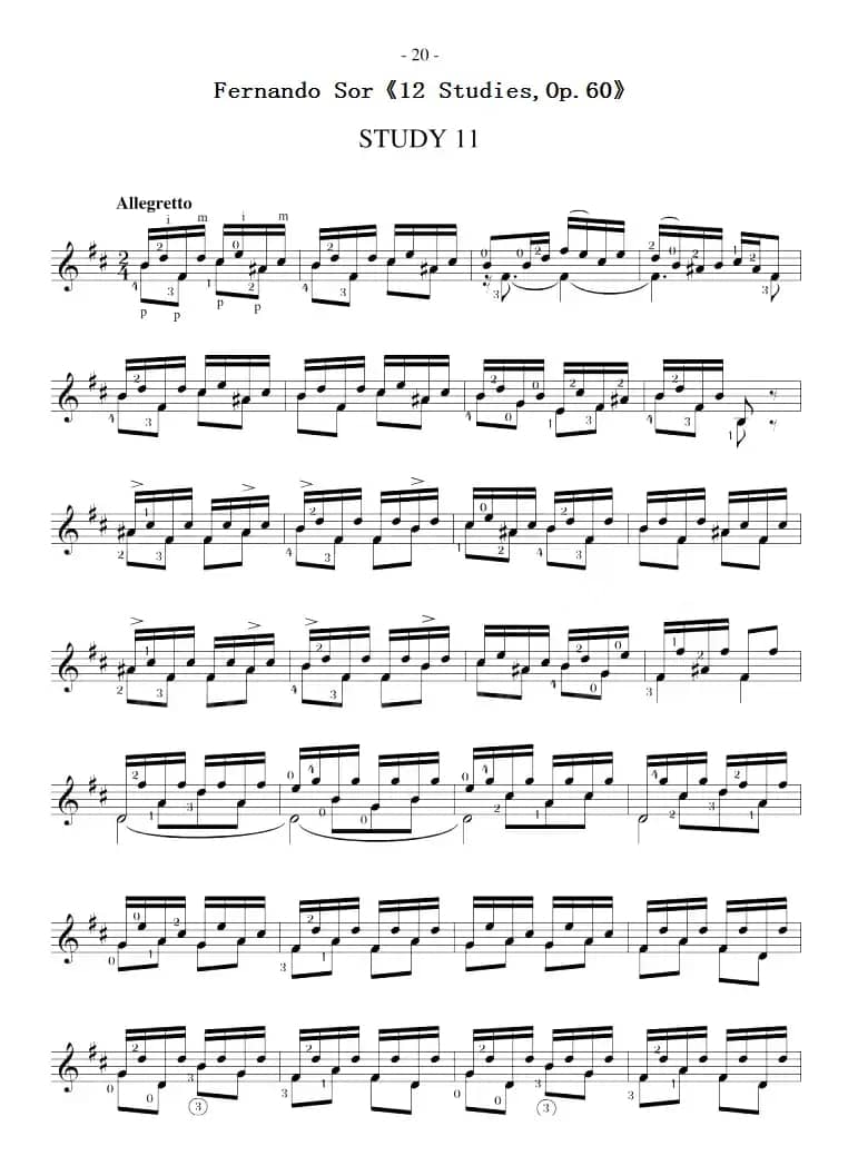 Fernando Sor《12 Studies,Op.60》（STUDY 11）