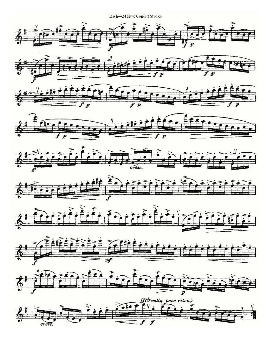 Bach-24 Flutc Concert Studies 之1—5（巴赫—24首长笛音乐会练习曲）