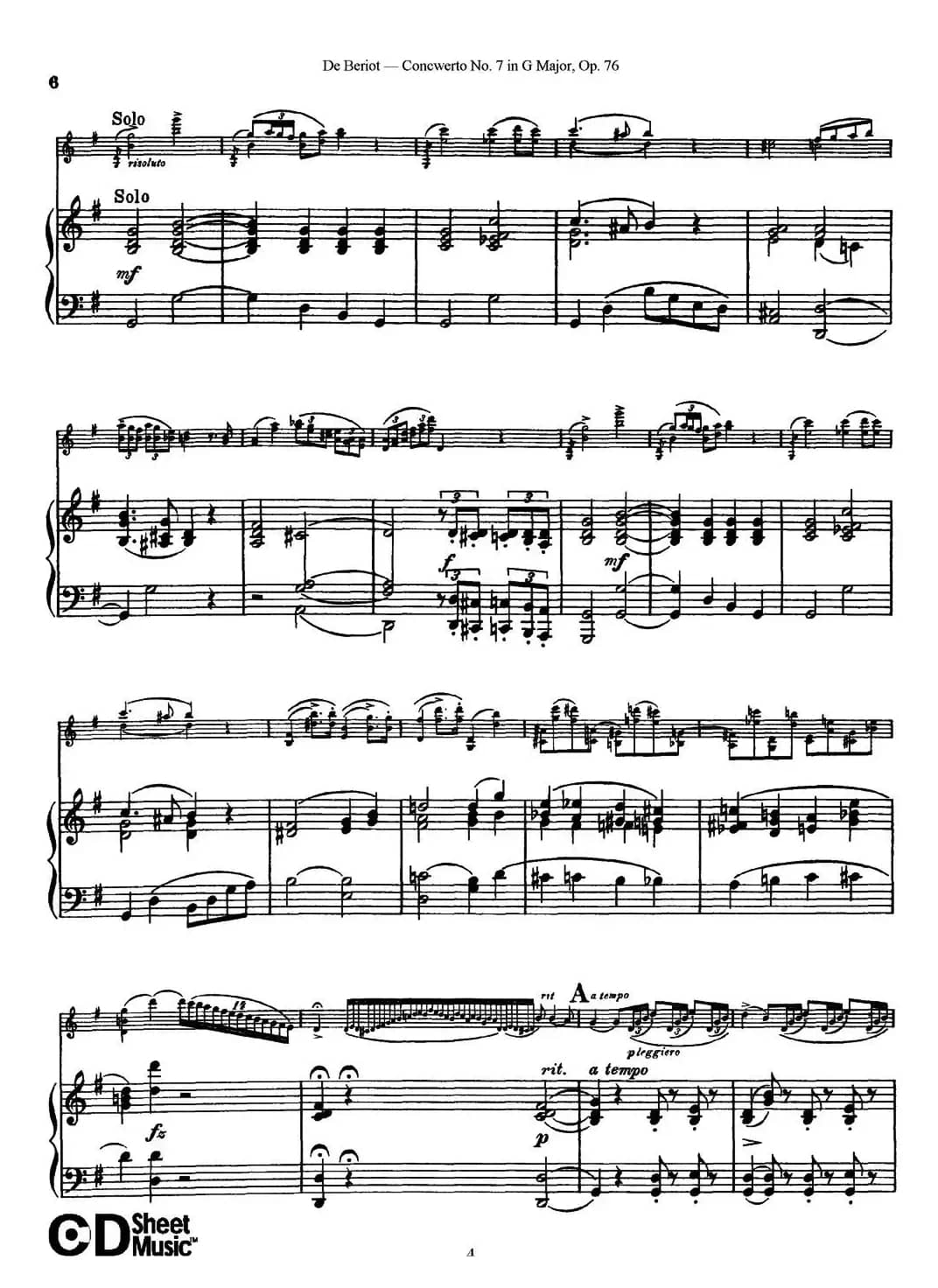 G大调第七协奏曲（Concerto No.7 in G Major）Op.76（小提琴+钢琴伴奏）