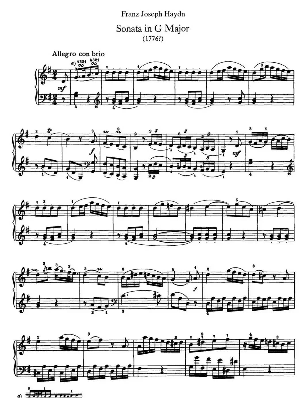 海顿 钢琴奏鸣曲 Hob XVI 27 in G major