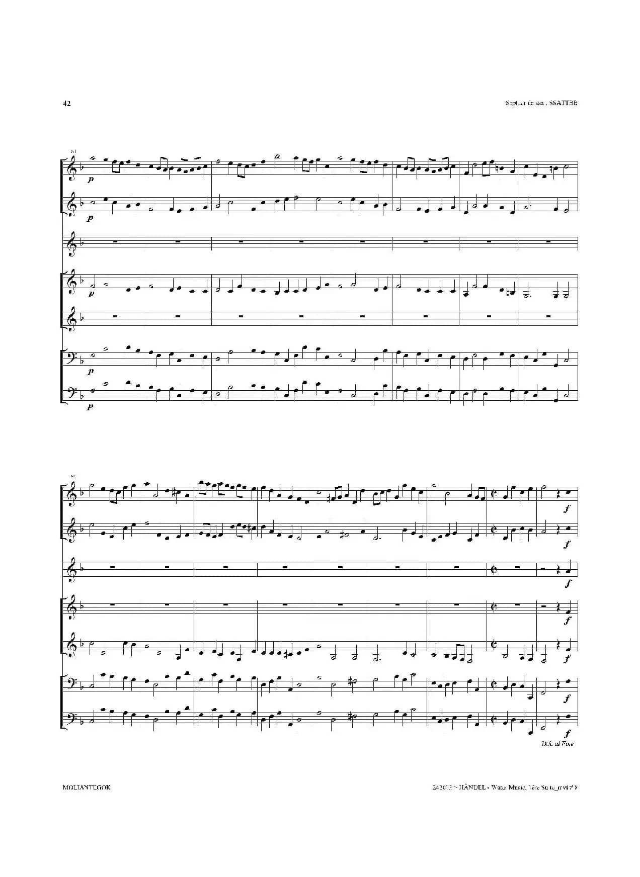 Water Music（HWV.348 No.1）（萨克斯合奏总谱）