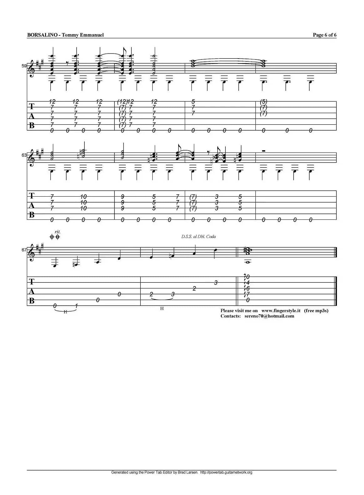 tommy emmanuel：borsalino（指弹吉他）