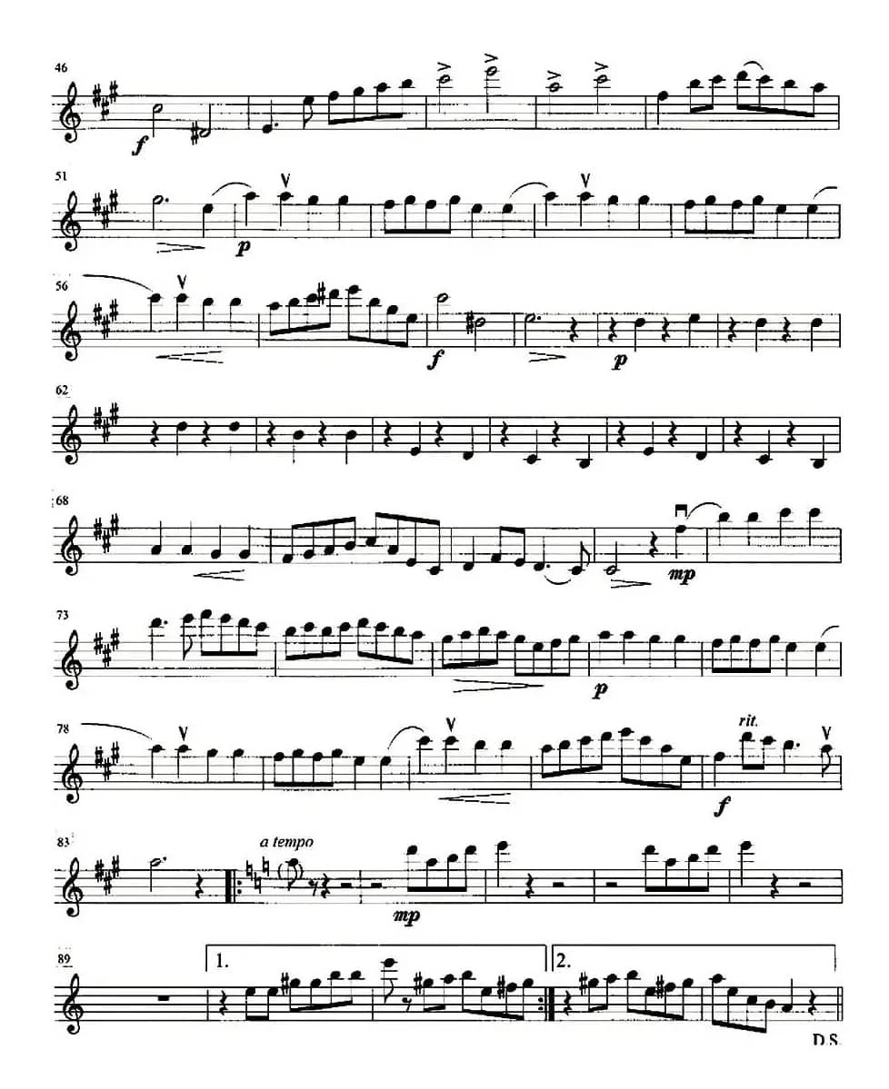 金婚曲（加布瑞尔马利作曲版、四重奏第一小提琴分谱）