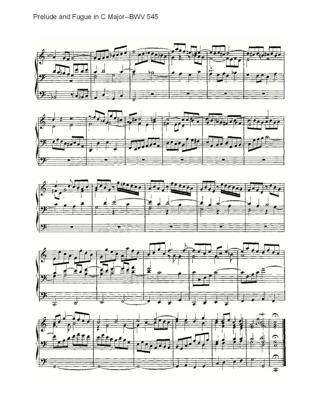  Prelude and Fugue in C Major--BWV 545 （管风琴谱）