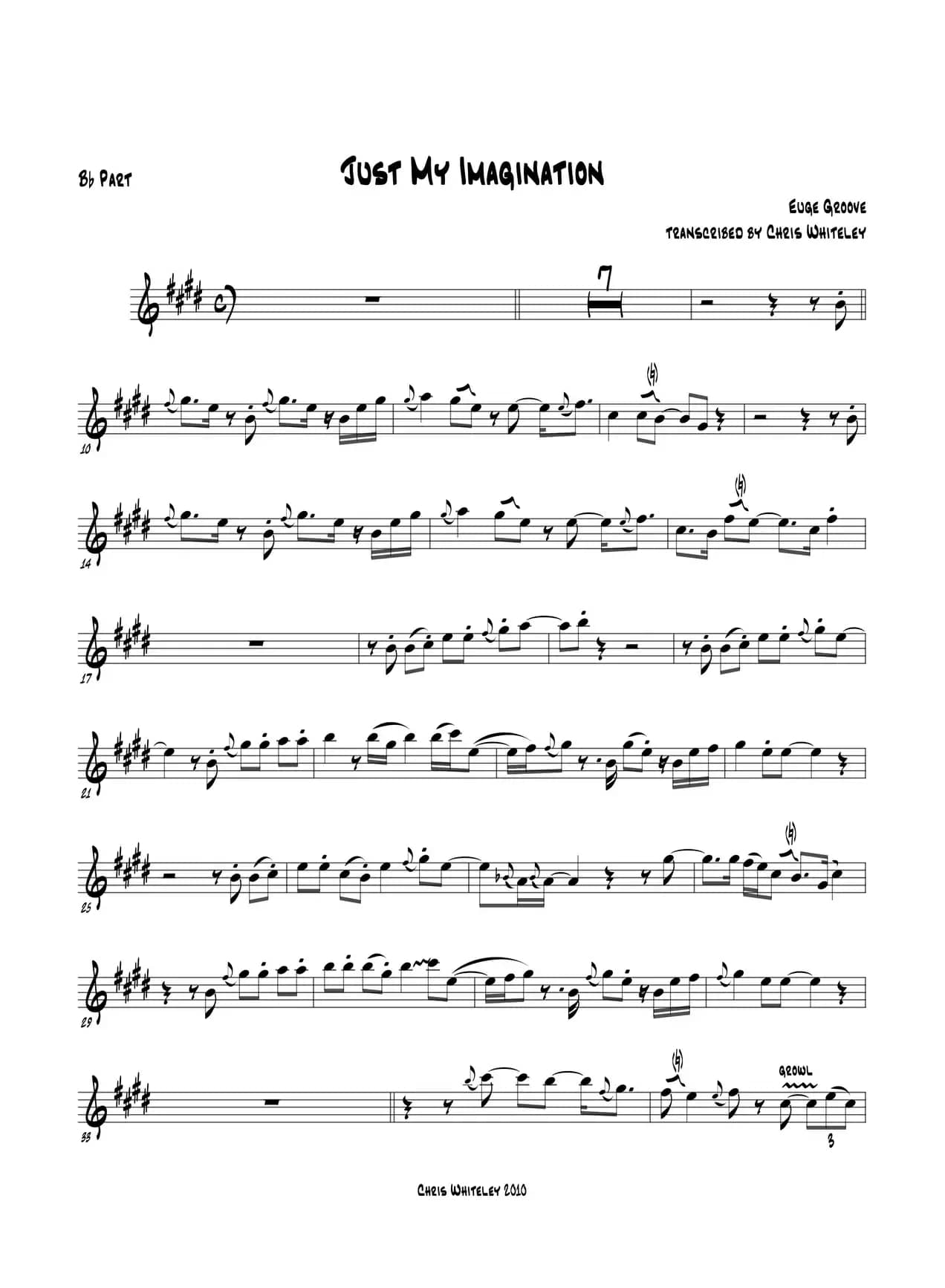 Just My Imagination（次中音萨克斯）