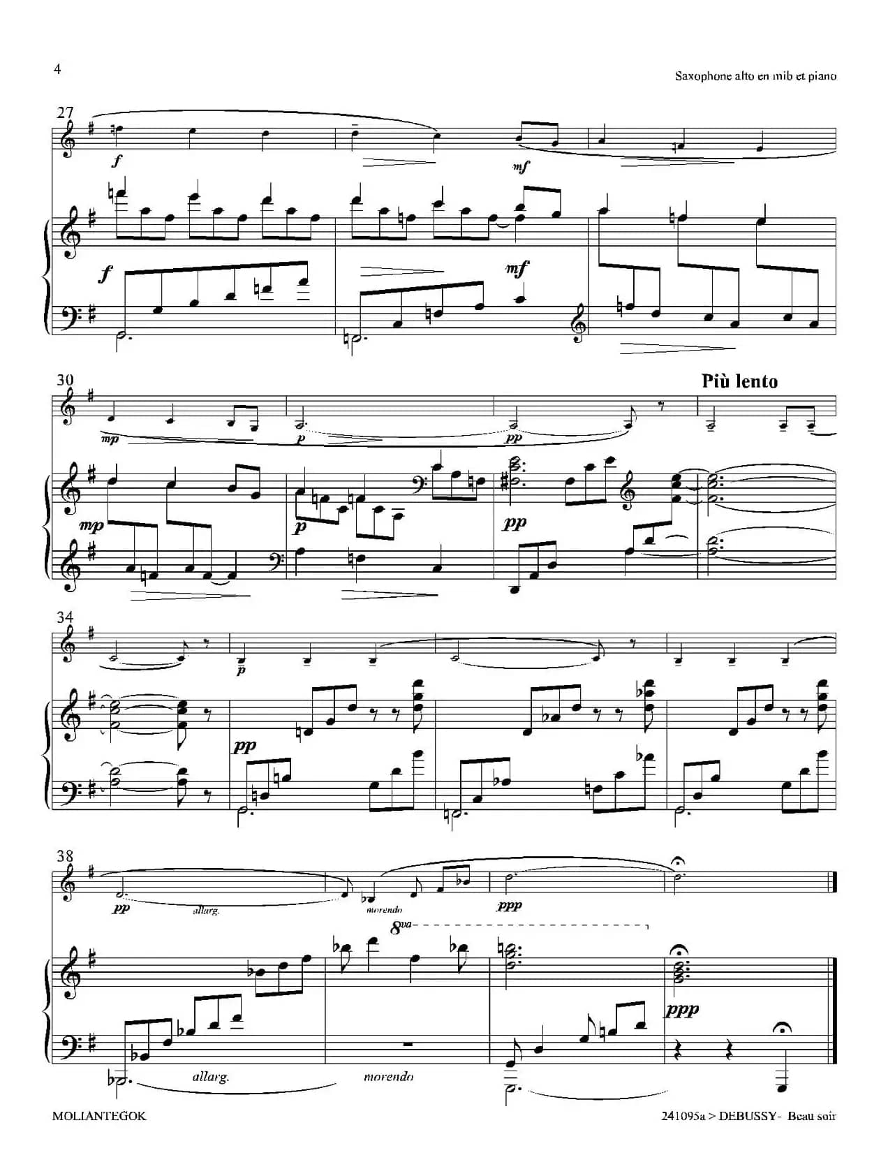 美丽的黄昏（1=G中音萨克斯+钢琴伴奏）