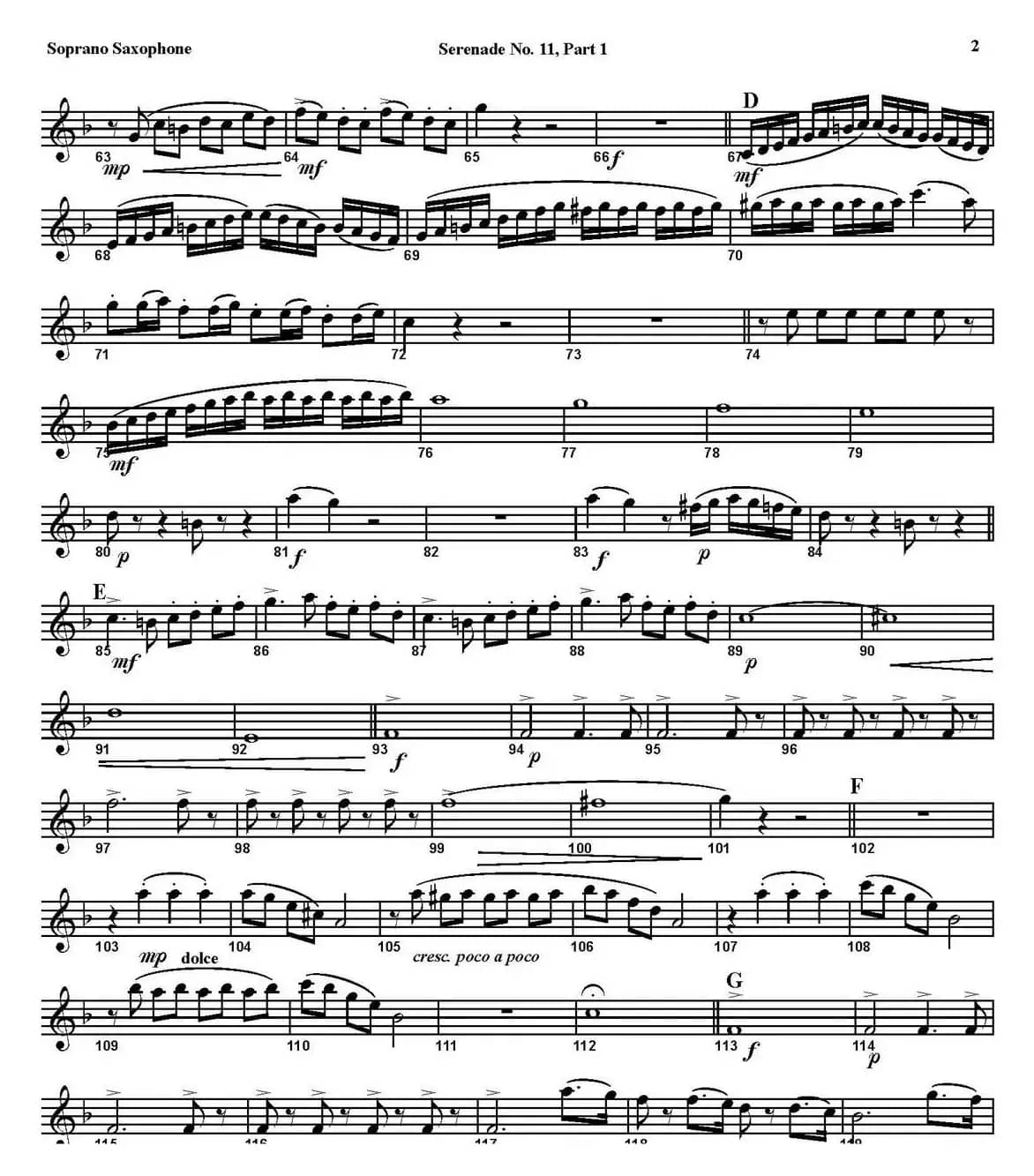 SERENADE No.11 in Eb，K.375 Part 1（四重奏·高音萨克斯分谱）