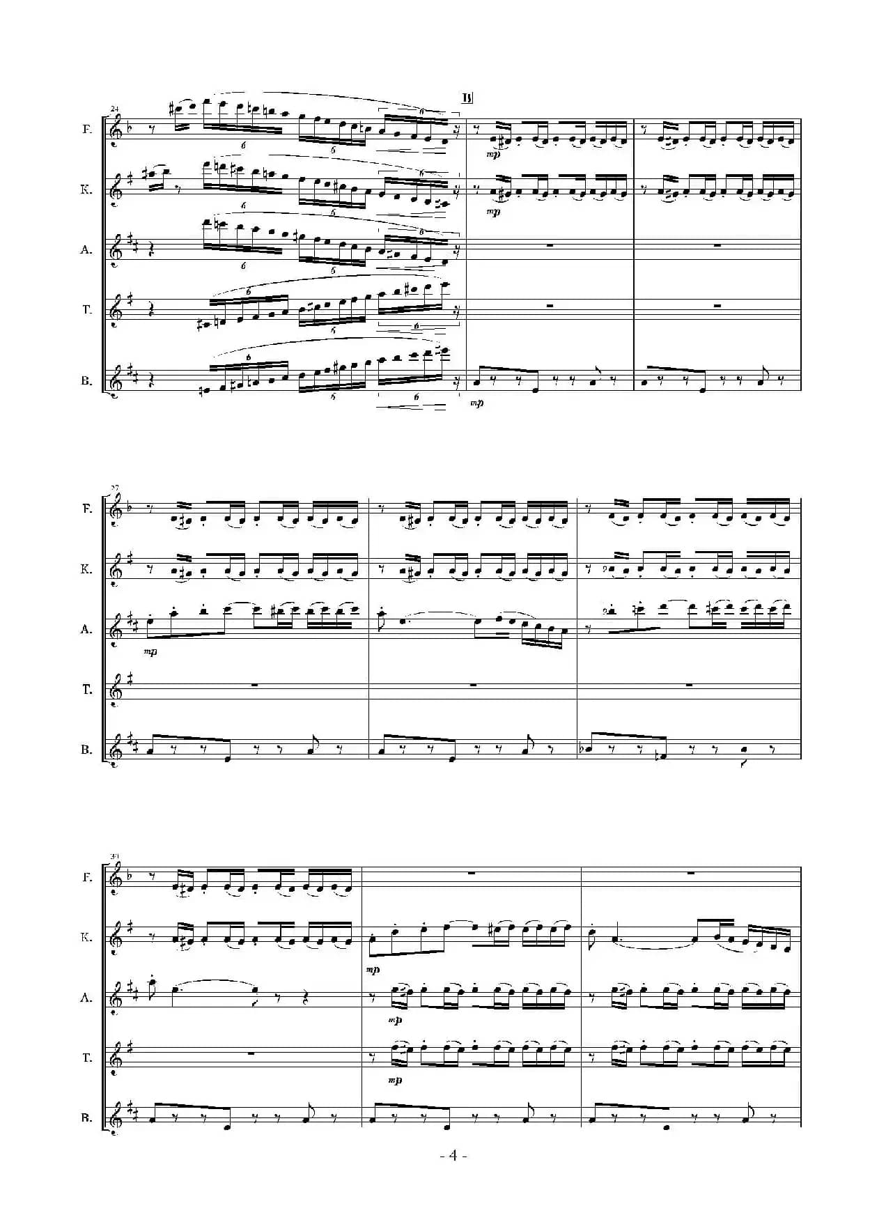 Landschaft mit Feldwege（木管五重奏、总谱）