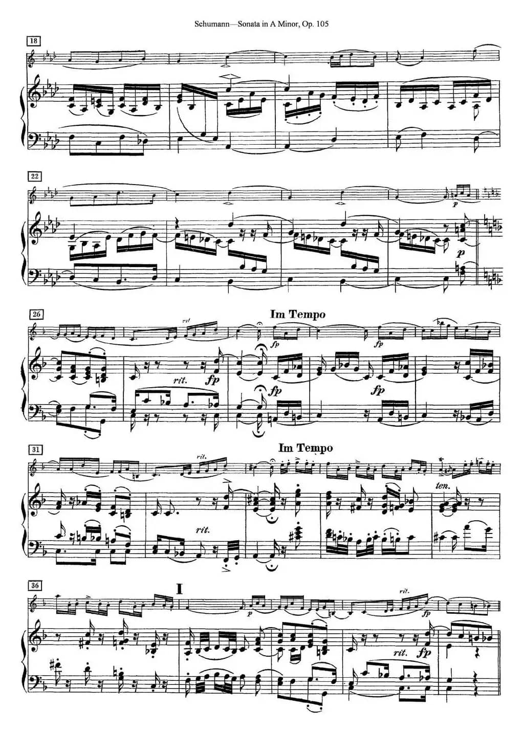 Violin Sonata in A minor Op.105（小提琴+钢琴伴奏）