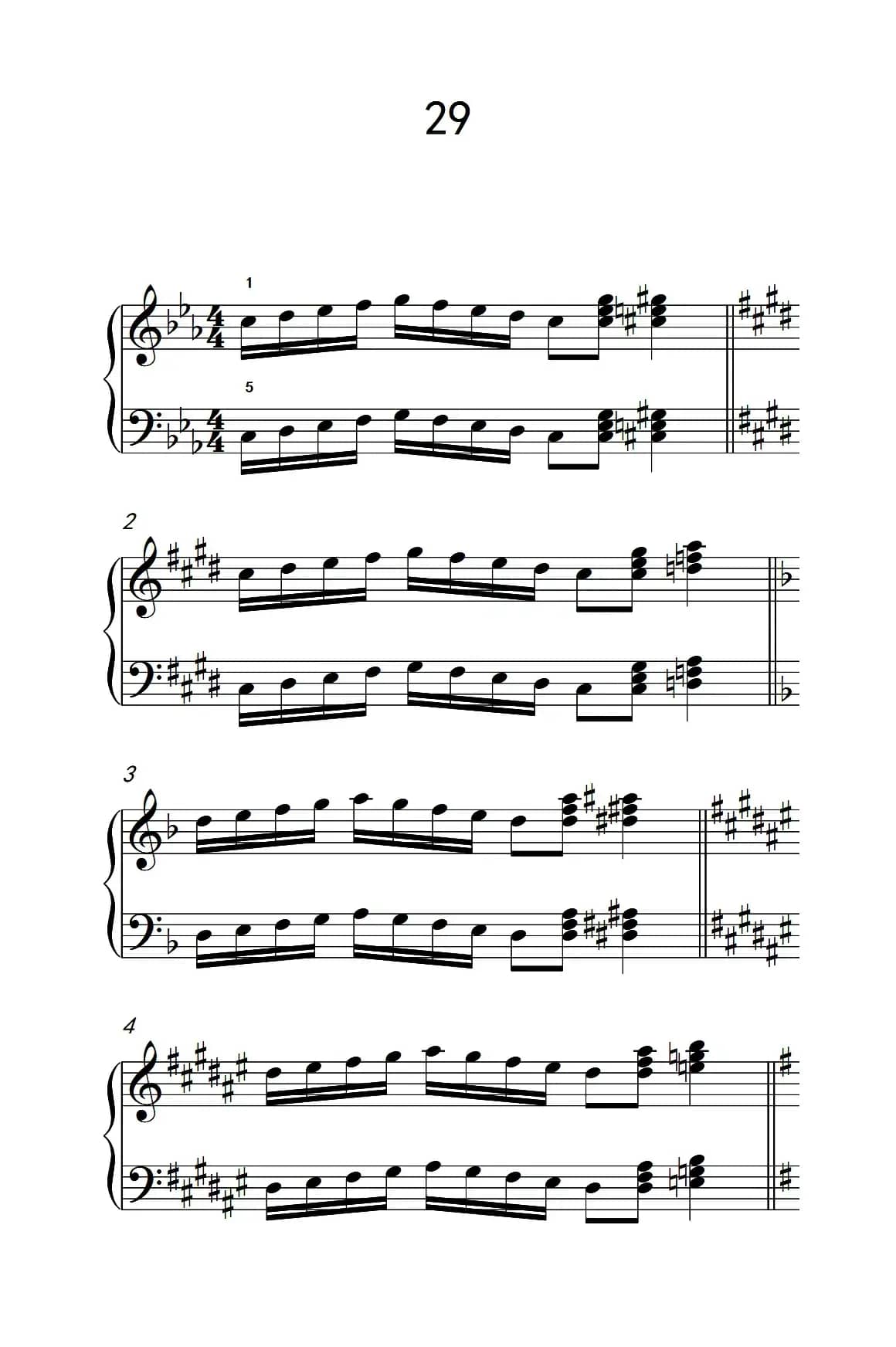 七.五指原位移调练习29（儿童钢琴手指练习 1）